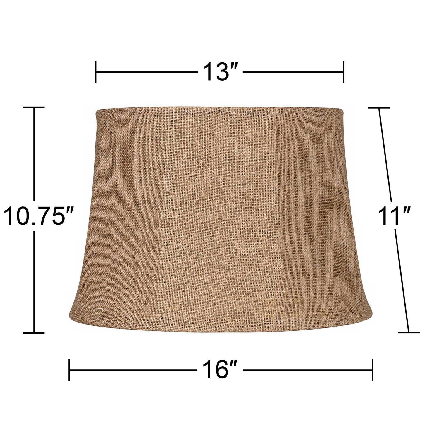 Springcrest Set of 2 Softback Drum Lamp Shades Natural Burlap Medium 12 inch Top x Bottom x 10 inch High Spider Harp Finial Fitting