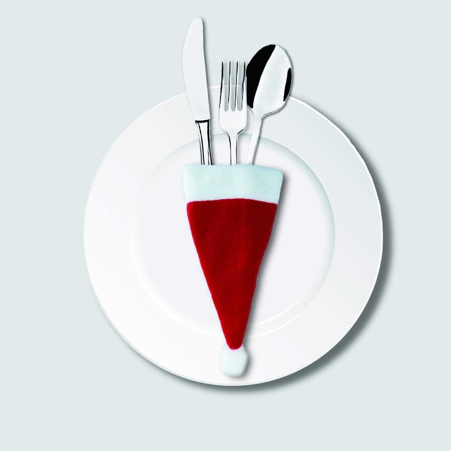 ONEYIM 10pcs Mini Santa Hat Wine Bottles Cover Home Christmas Decor