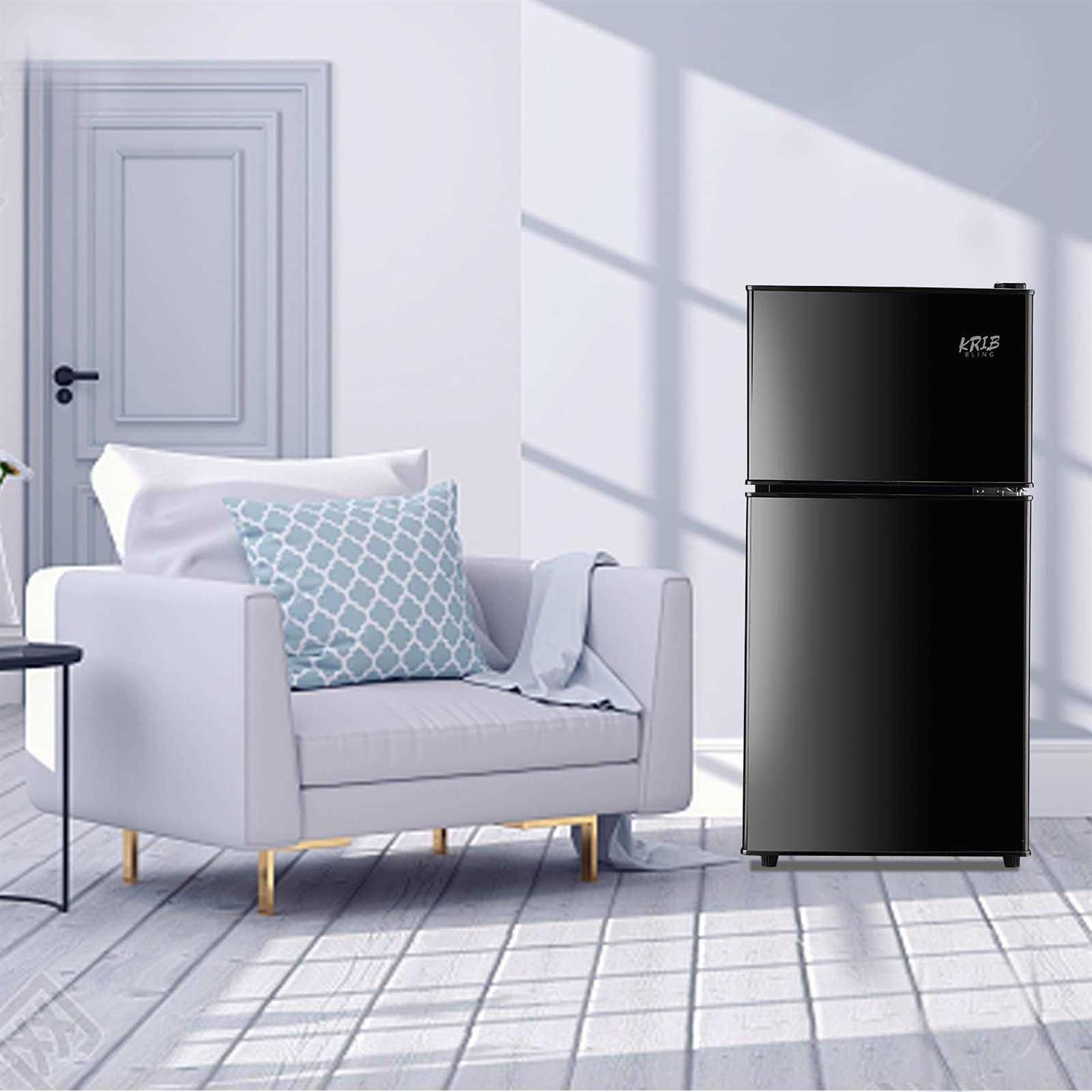 KRIB BLING 3.5Cu.Ft Compact Refrigerator Retro Fridge with Dual Door Small Refrigerator with freezer