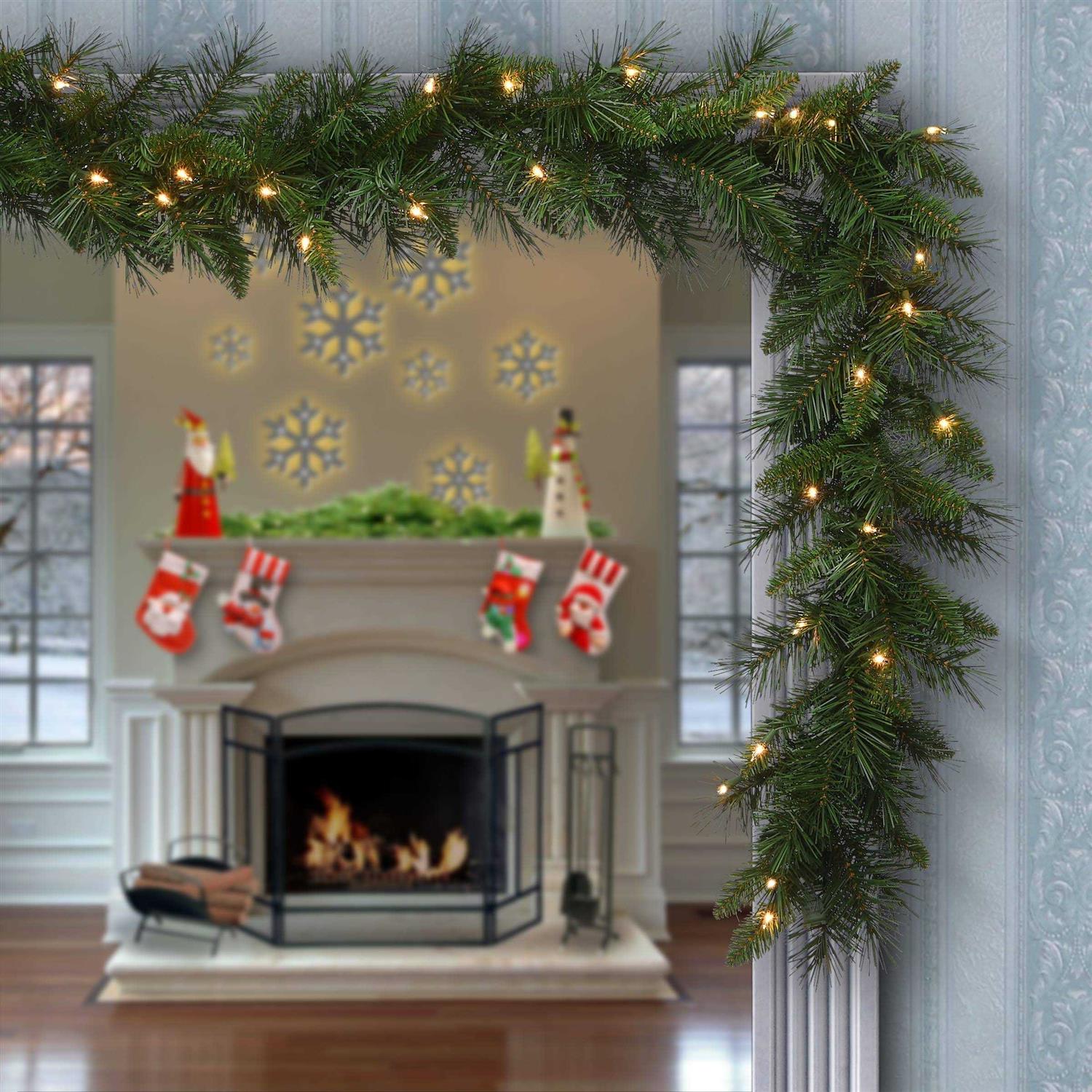 National Tree Company 9′ Winchester Pine Garland with Lights