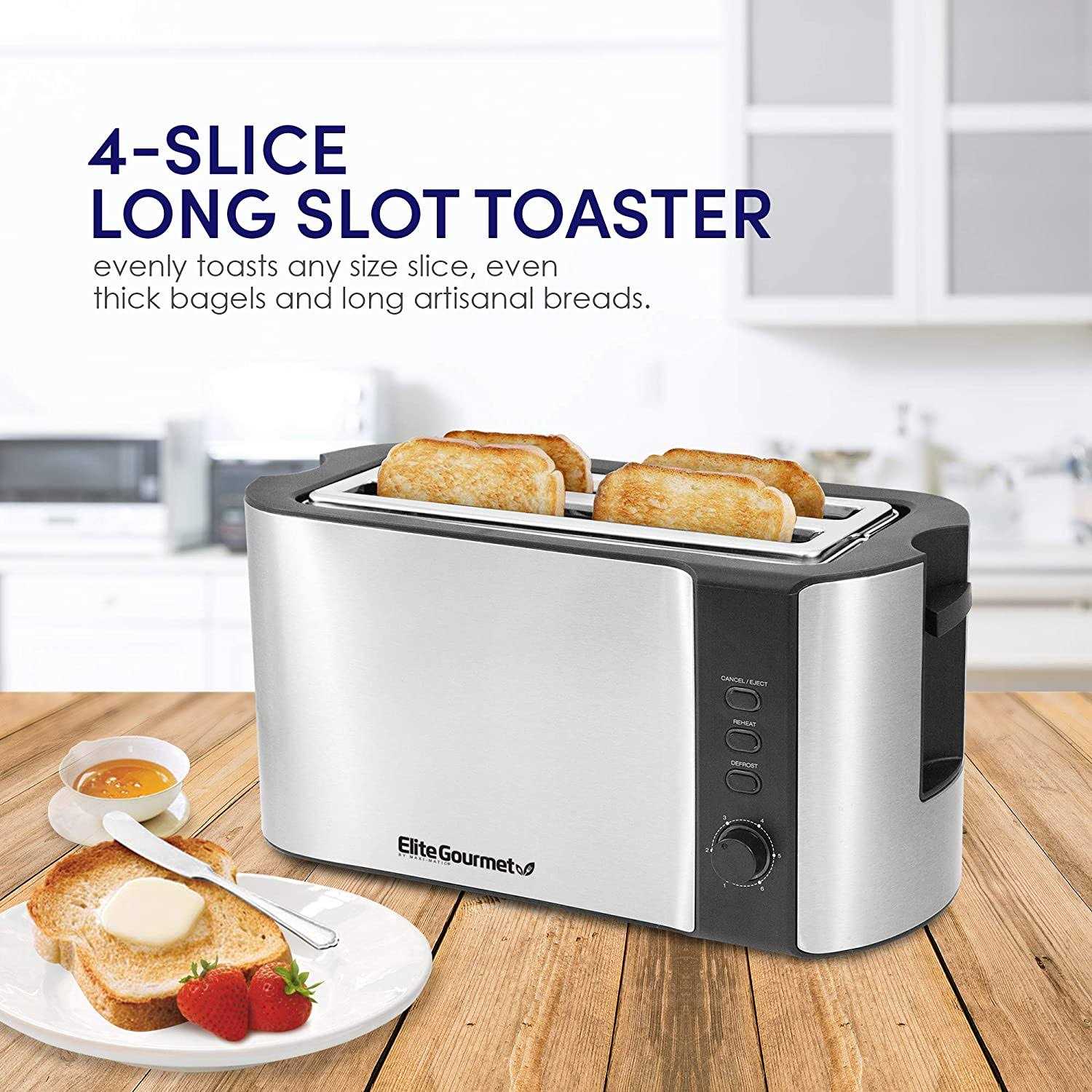 Elite Gourmet 4-Slice Long Slot Toaster