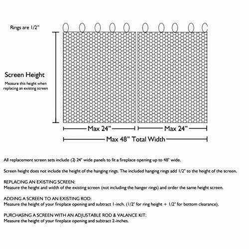 Midwest Hearth Fireplace Mesh Screen Curtain High. Two 24 Wide Panels. Made in USA
