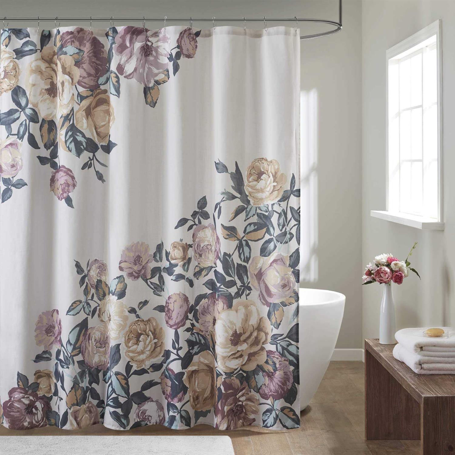 Madison Park Charisma Cotton Floral Printed Shower Curtain