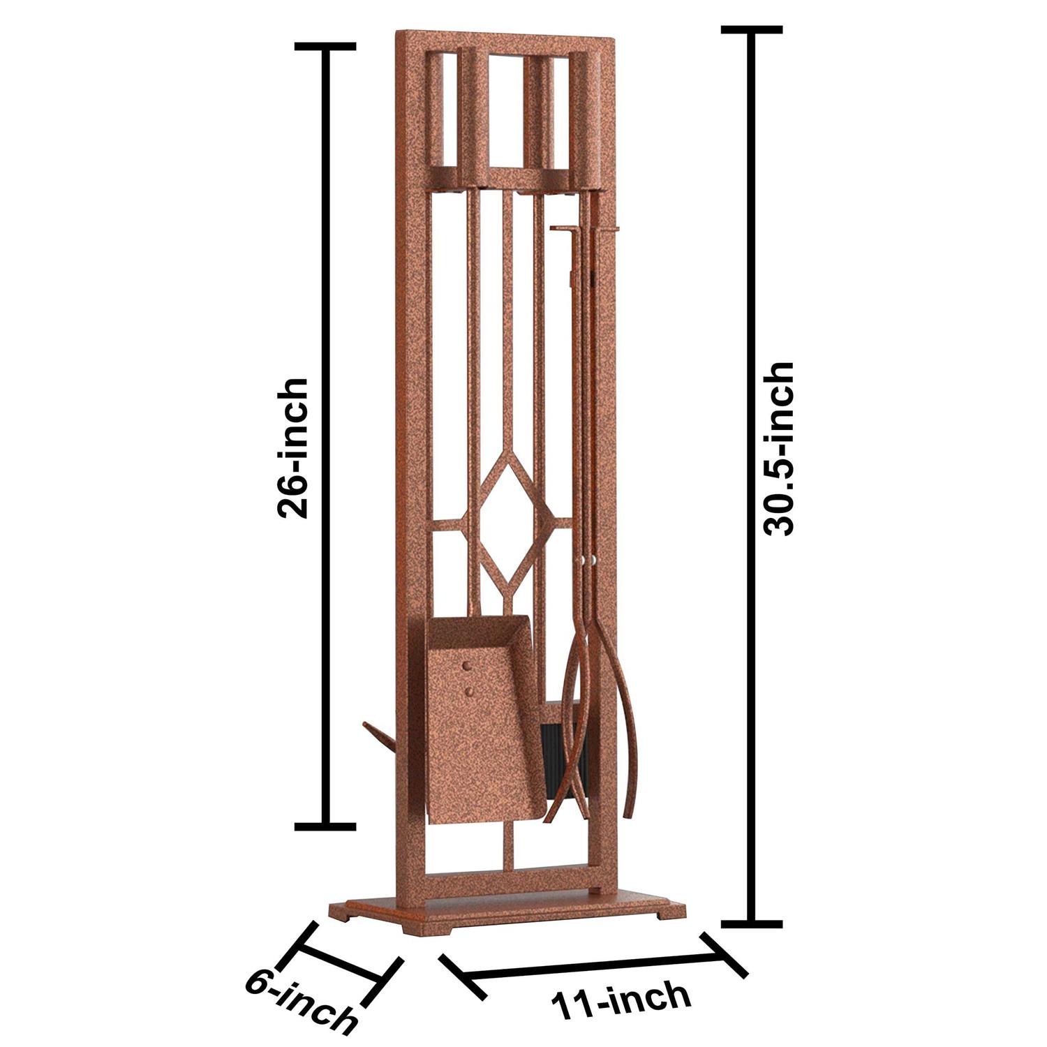 Fire Beauty 5 Pieces Fireplace Tools Set Wrought Iron Fire Place Pit Poker Holder