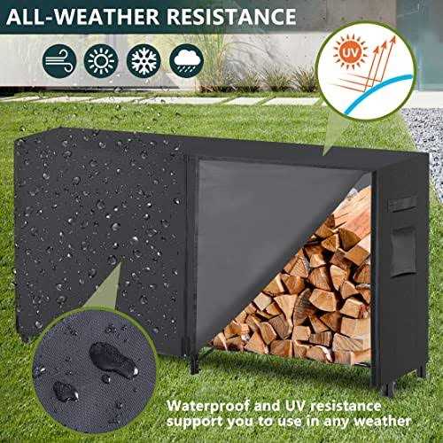 lafuria Firewood Log Rack with Cover Combo Set Outdoor Heavy Duty Storage Log Holder Wood Stacker