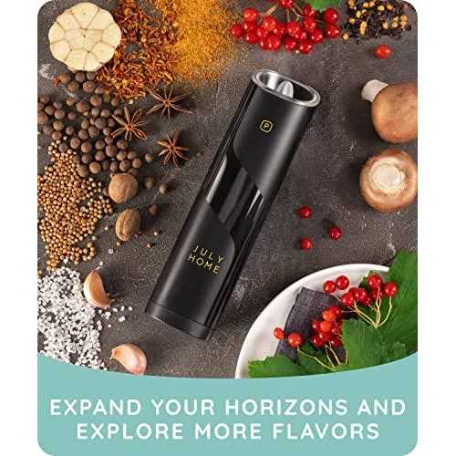 July Home Premium Gravity Electric Salt and Pepper Grinder Set