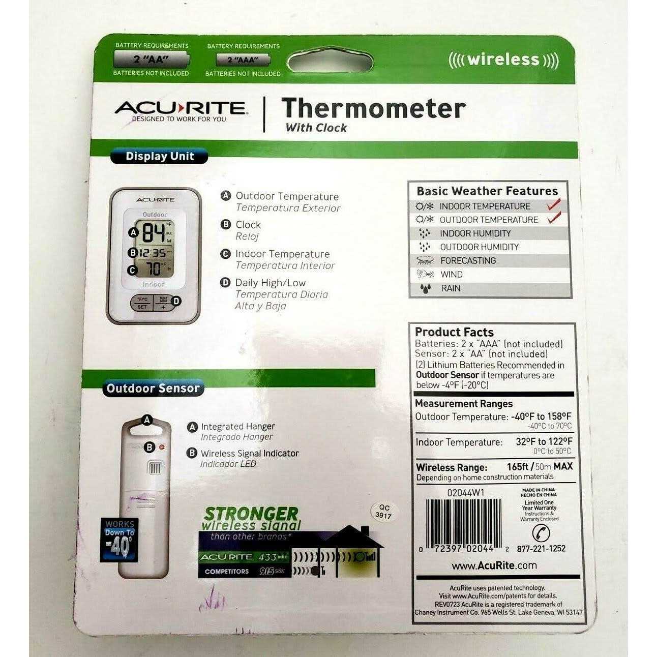 Acurite Wireless Indoor & Outdoor Digital Thermometer with Clock