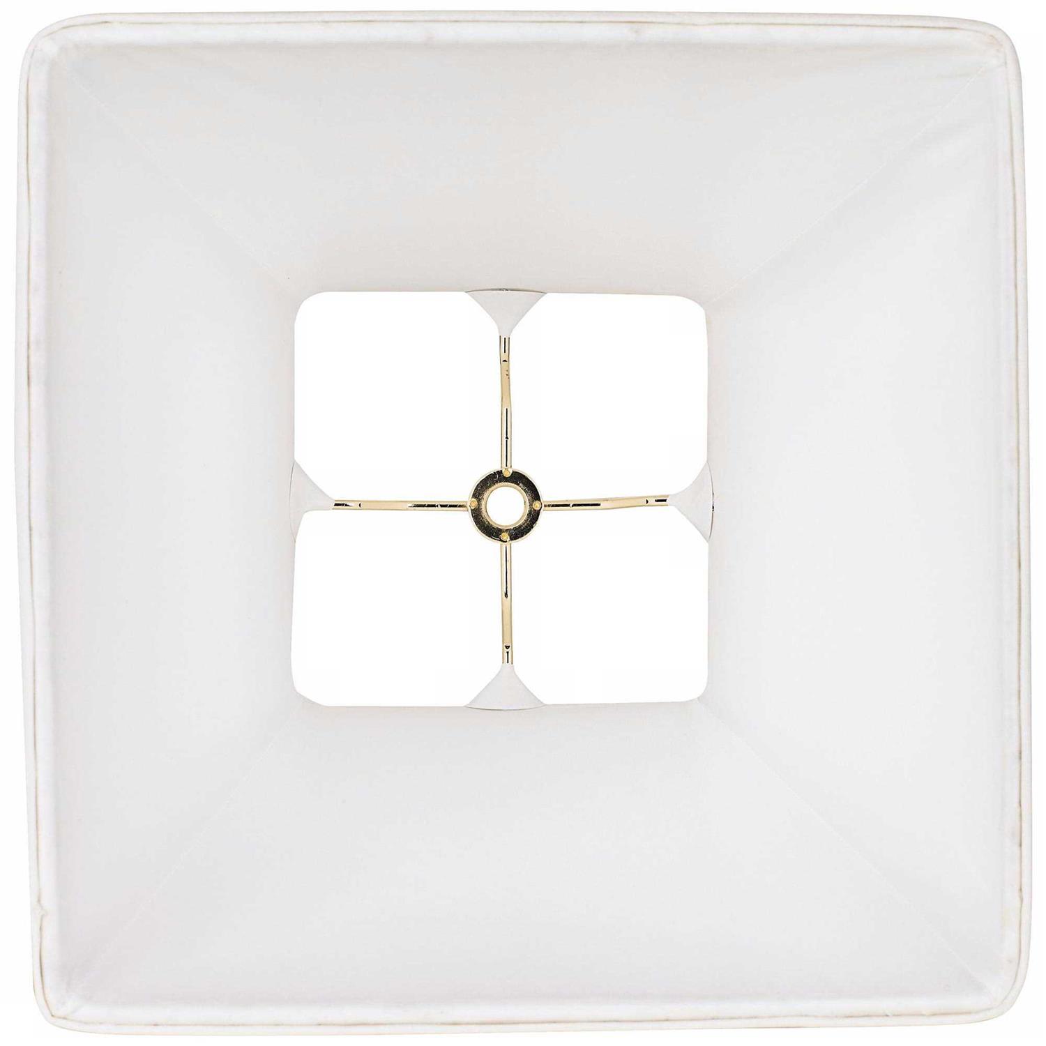 Springcrest Set of 2 Ivory Classic Small Square Lamp Shades 5.25 Top x 10 Bottom x 9 High Replacement with Harp and Finial