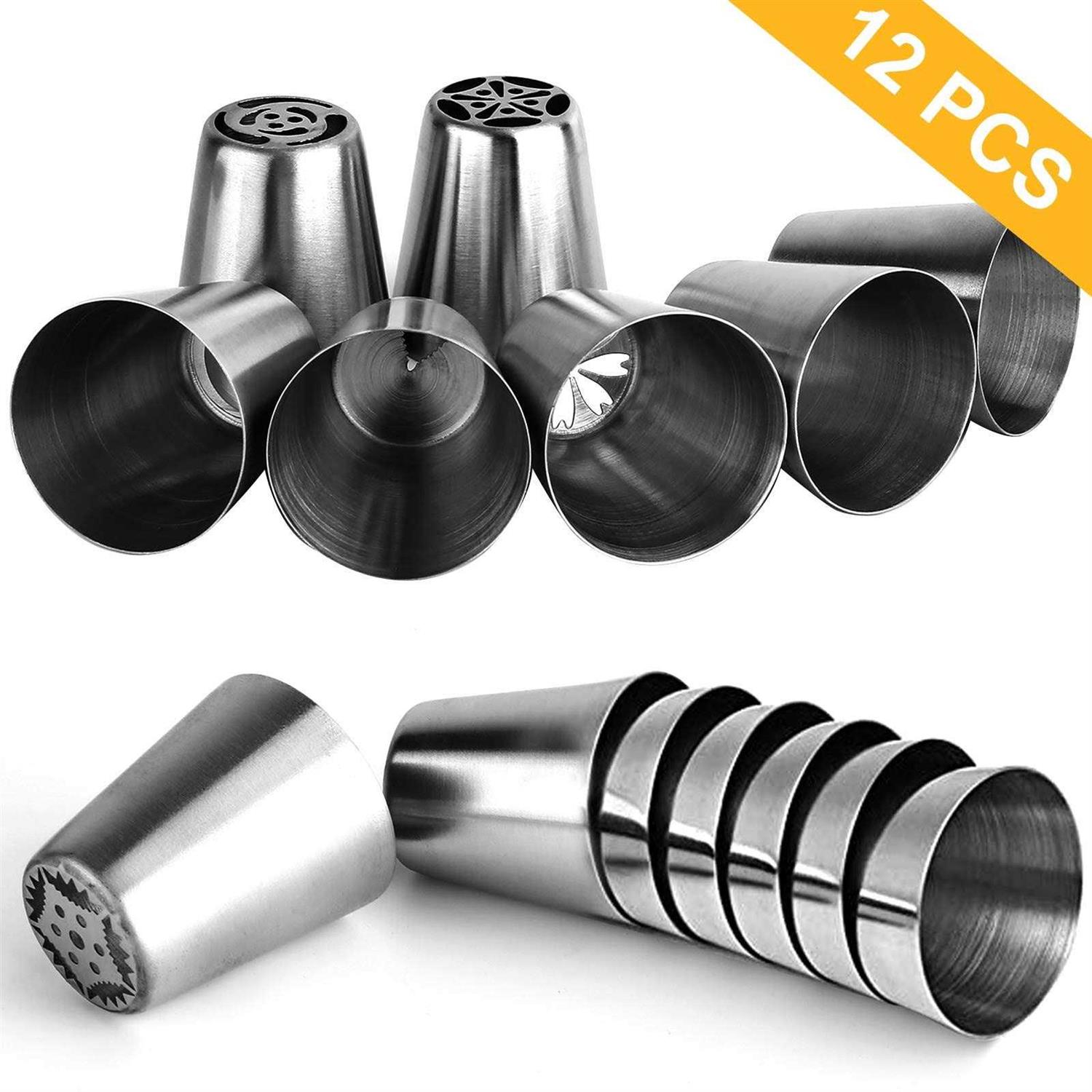 YLYL 47 Pcs Russian Piping Tips Set 12 Flower Frosting Nozzles Icing Tips For Cake Decorating Tips Kit