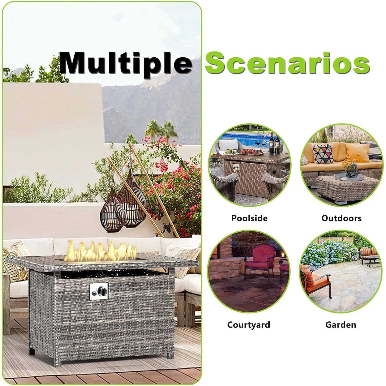 Aoxun 40&” Fire Pit Table 50,000 BTU Propane Gas Fire Pit Table w/ Cover