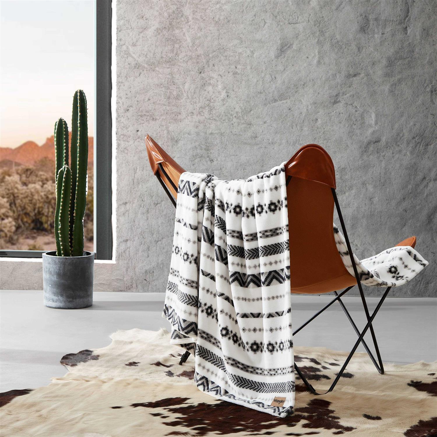 Wrangler Navajo Ultra Soft Plush Fleece Reversible Throw Blanket