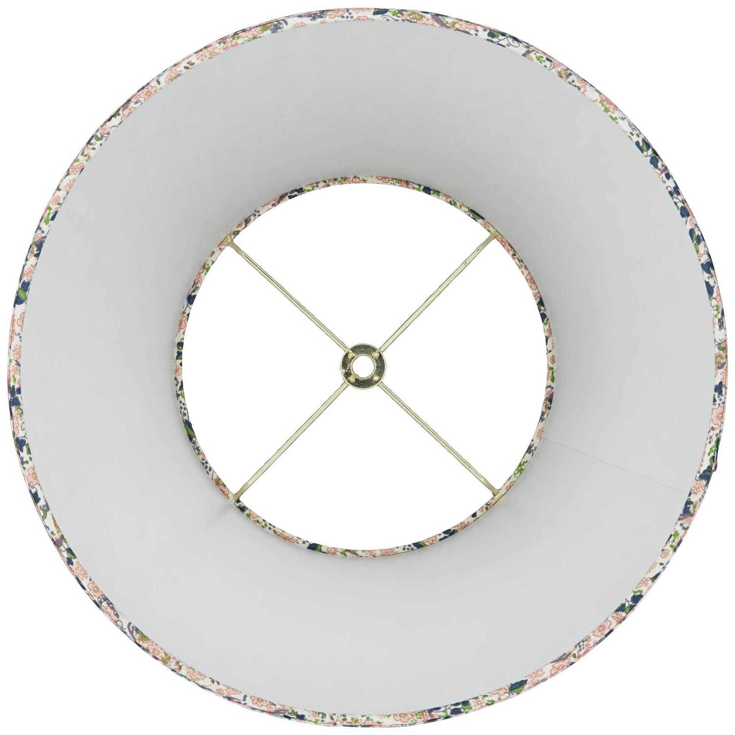 Springcrest Collection Hardback Shirred Empire Lamp Shade Pink Blue Floral Medium 8 Top x 13 Bottom x 11 Slant Spider with Harp and Finial Fitting