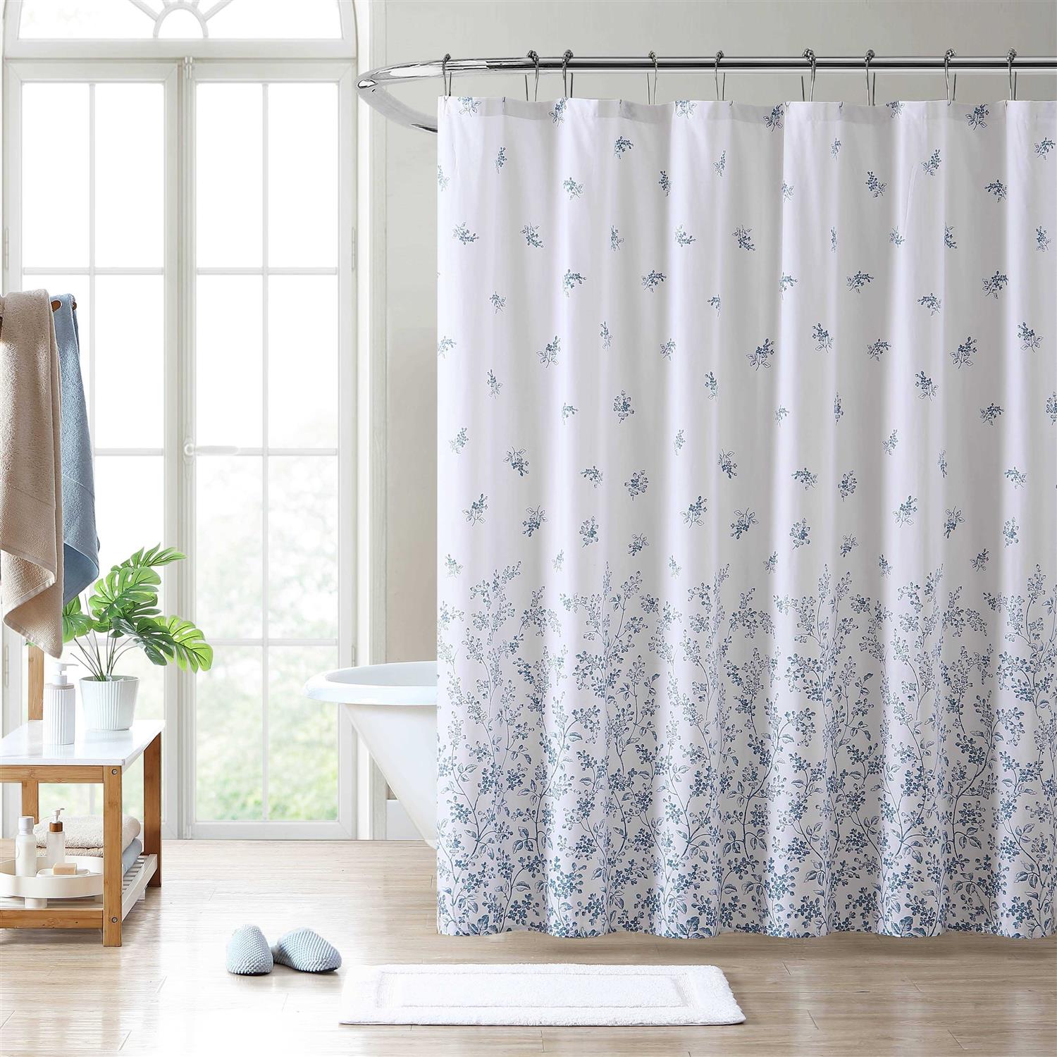 Laura Ashley Flora Blue Shower Curtain