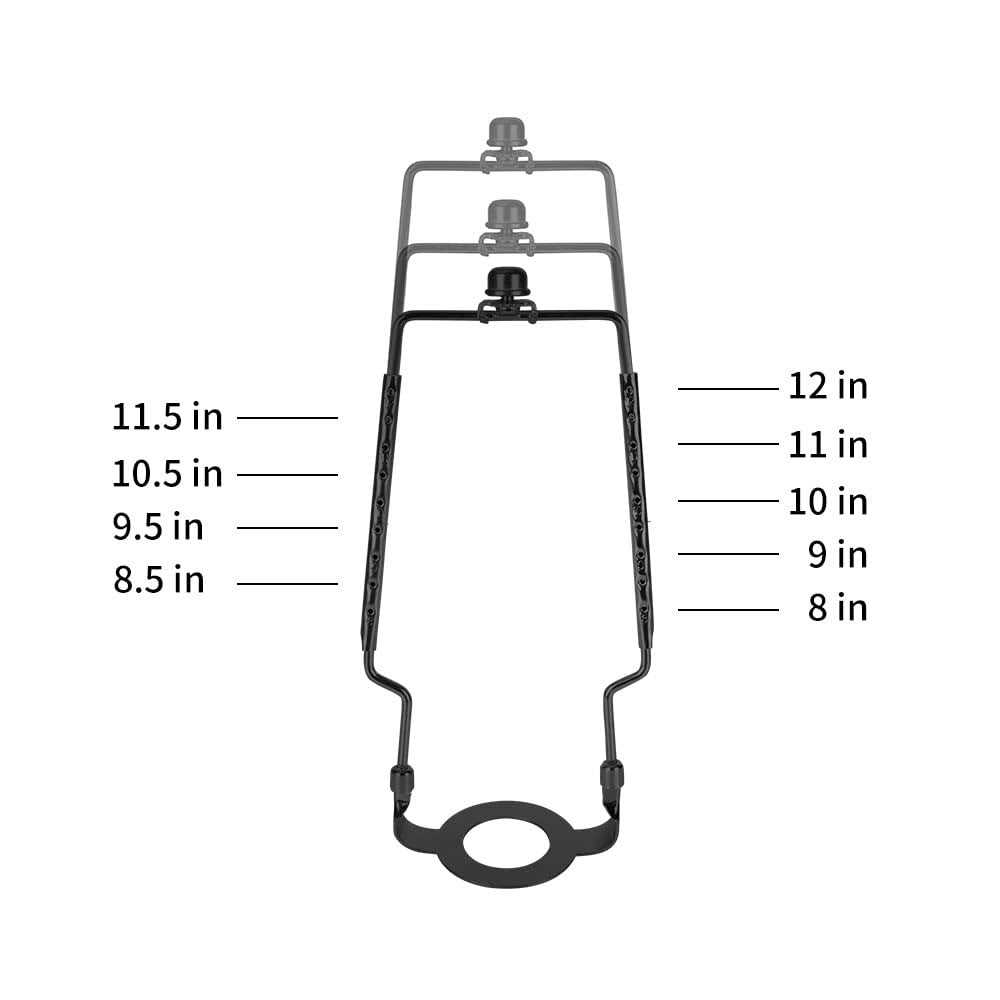 8 9 10 11 12 inch Lamp Shade Harp Holder, ALUCSET Adjustable Lamp Harp Kit, Fit Both Standard Lamp Rod and E14 E26 E27 Light Base UNO Fitter Adapter