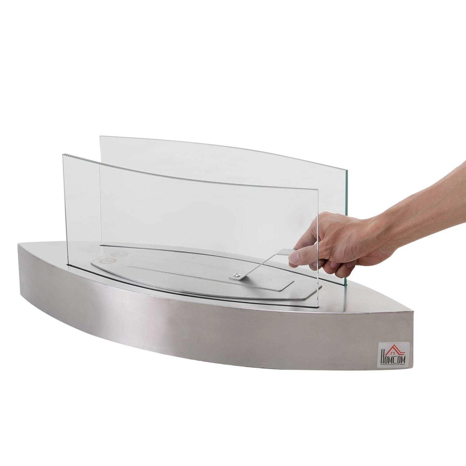 HOMCOM Tabletop Fire Pit Bowl Centerpiece Table Decoration with Glass Walls