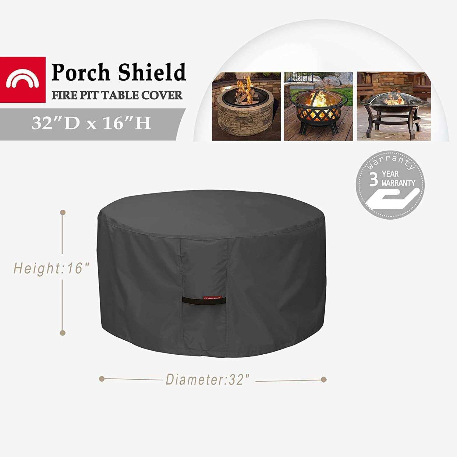 Porch Shield Fire Pit Cover Waterproof 600d Heavy Duty Round Patio Fire Bowl Cover