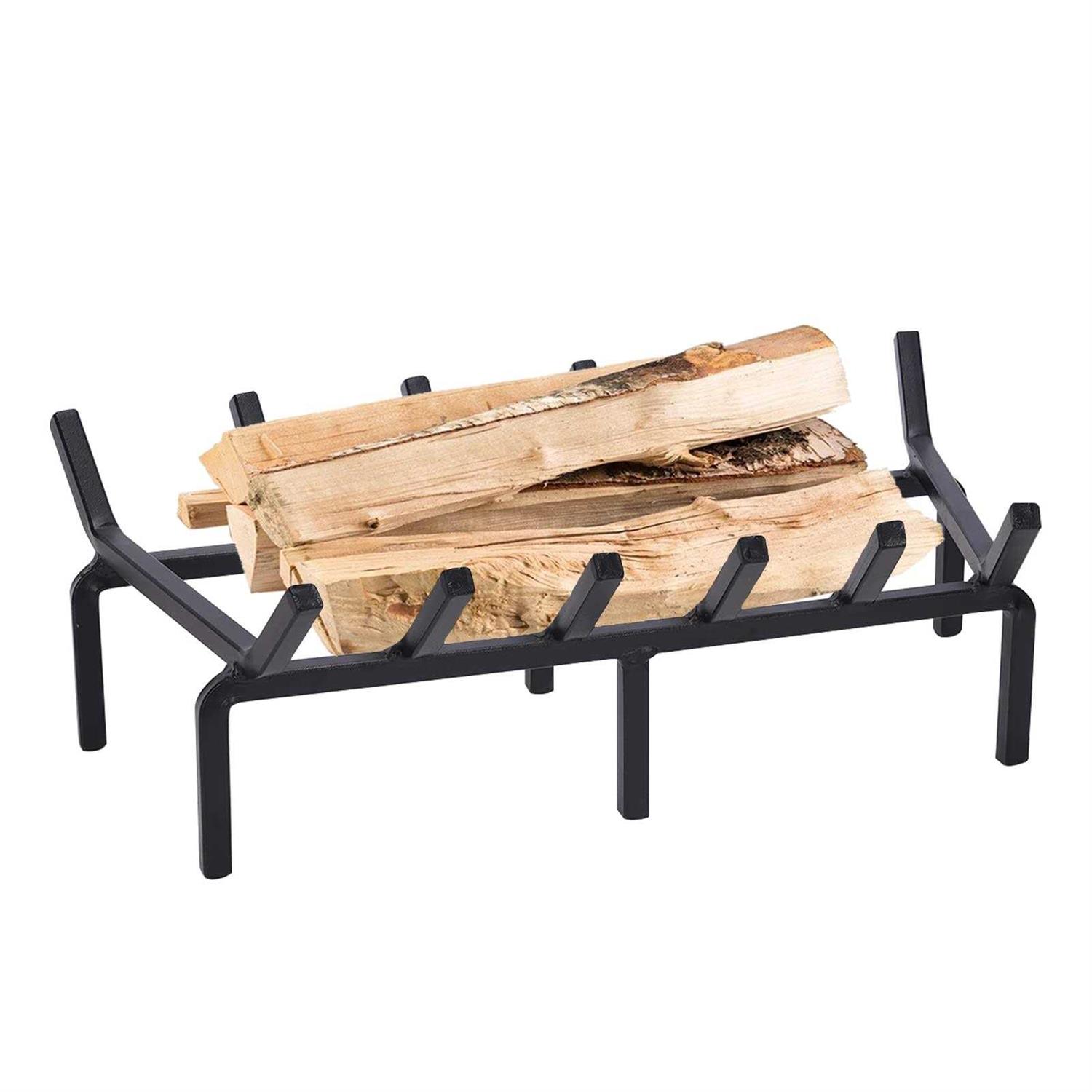 Twentynext Fireplace Grate Heavy Duty Solid Steel Fire Grate Wood Log Rack Stove Firewood Holder Fire Pit