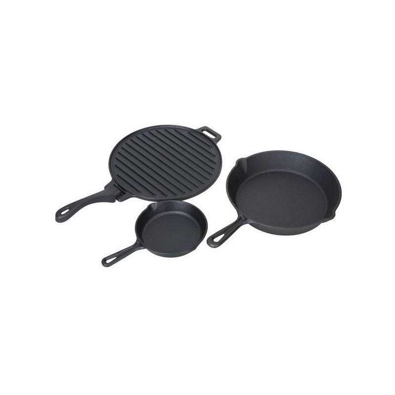 Ozark Trail 4-piece Cast Iron Skillet Set with Handles and Griddle