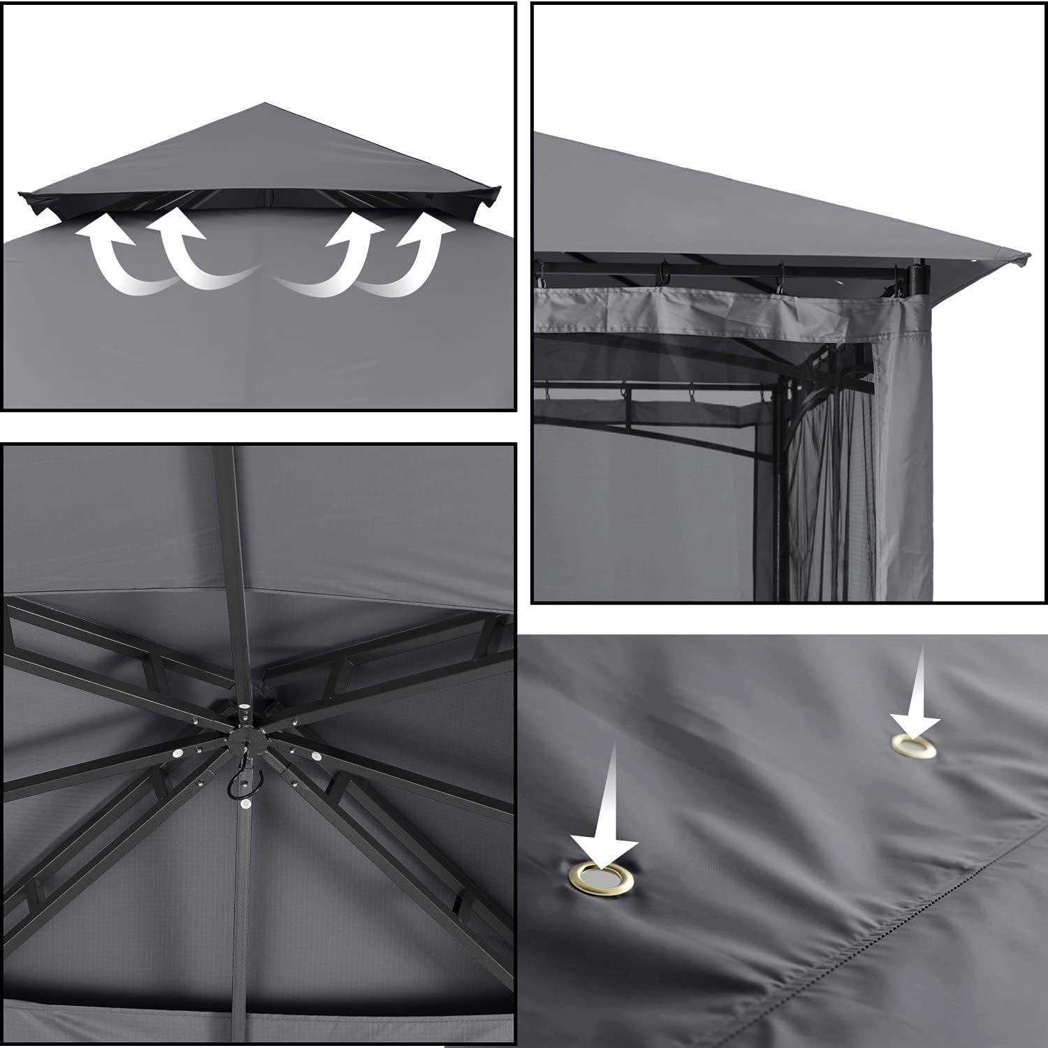 Sturdy Patio Gazebo 10 Ft x with Mosquito Netting by ABCCANOPY