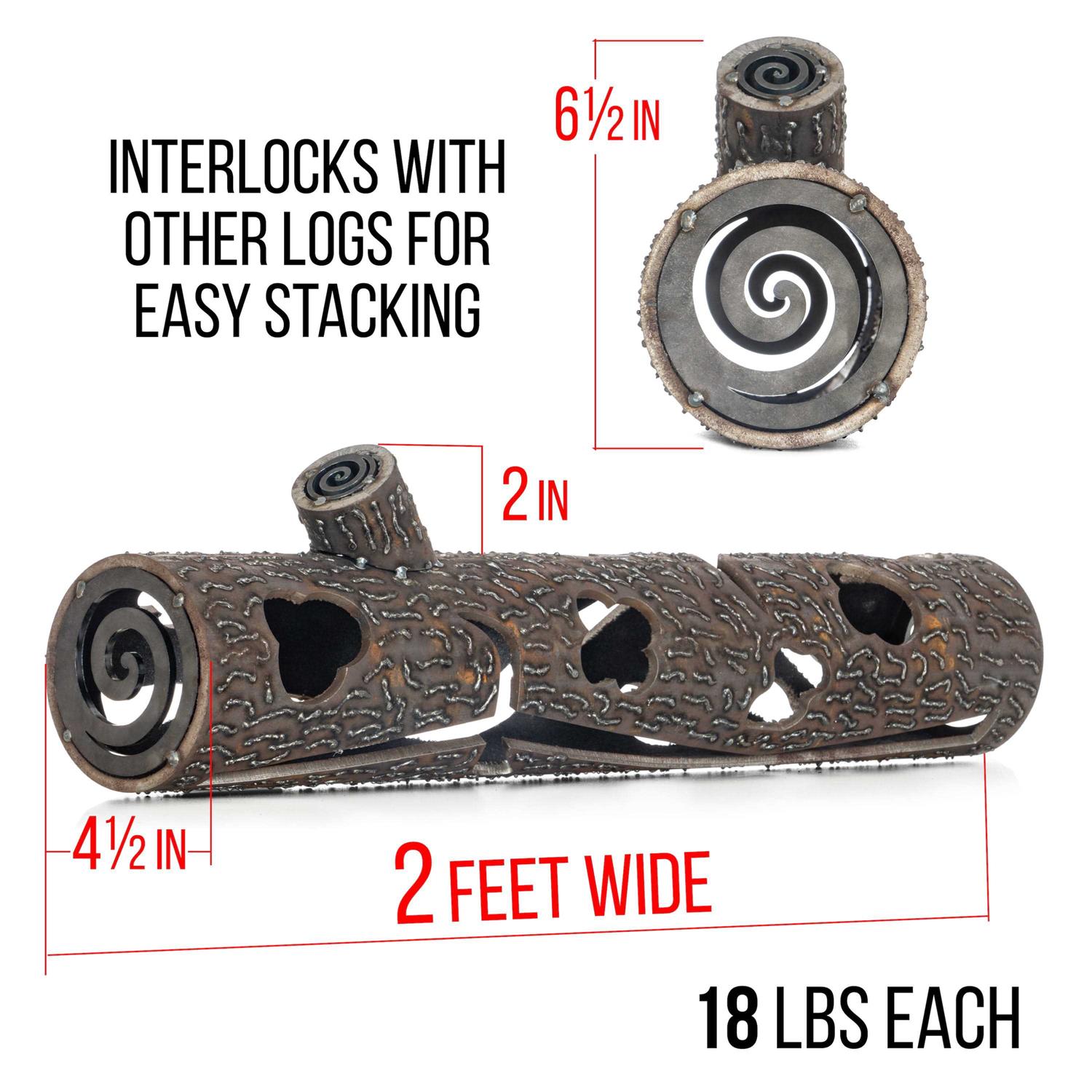 Maxam 24 in. Metal Decorative Interlocking Fire Pit Log HHLOG24