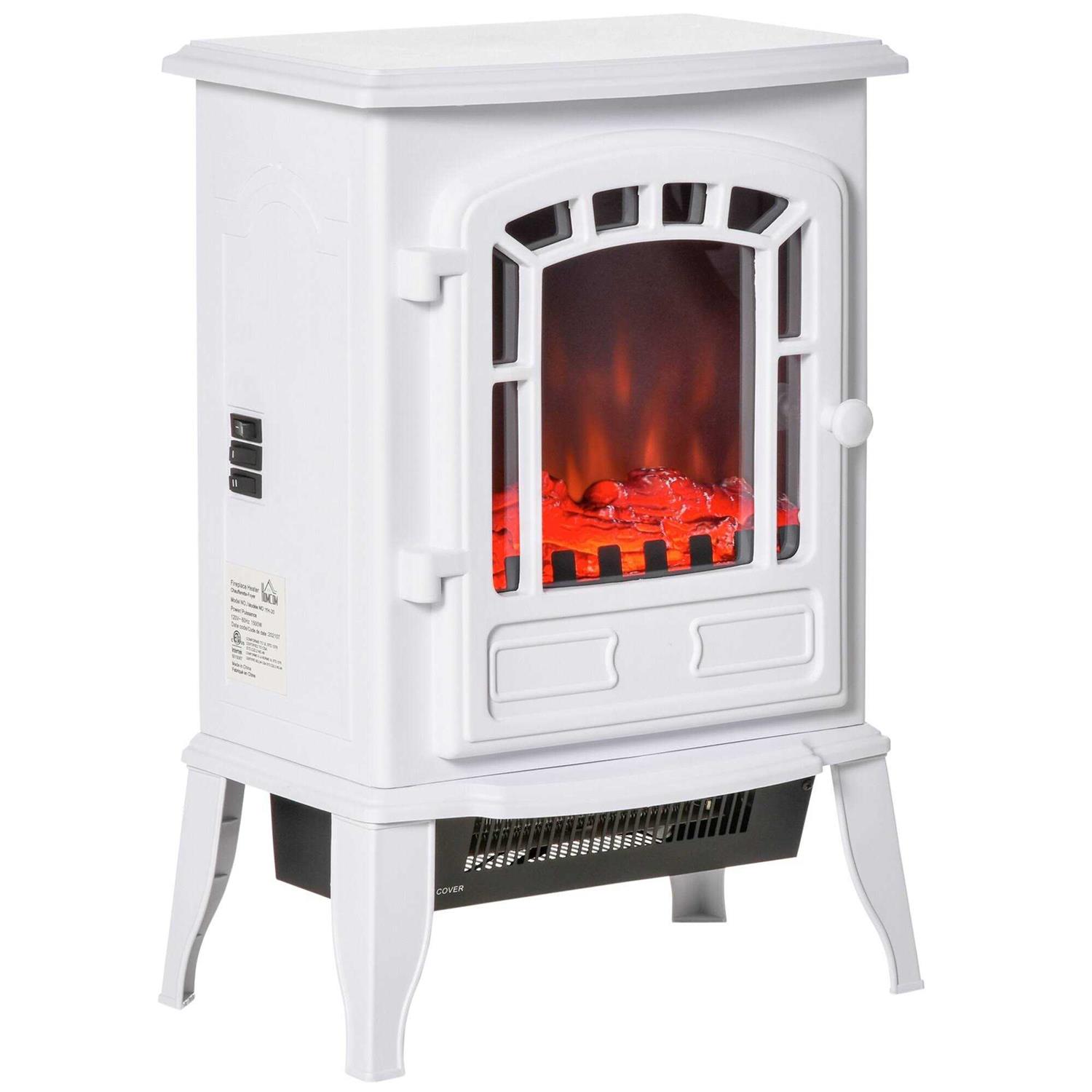 HOMCOM Free standing Electric Fireplace Stove Fireplace Heater with Realistic Flame Effect