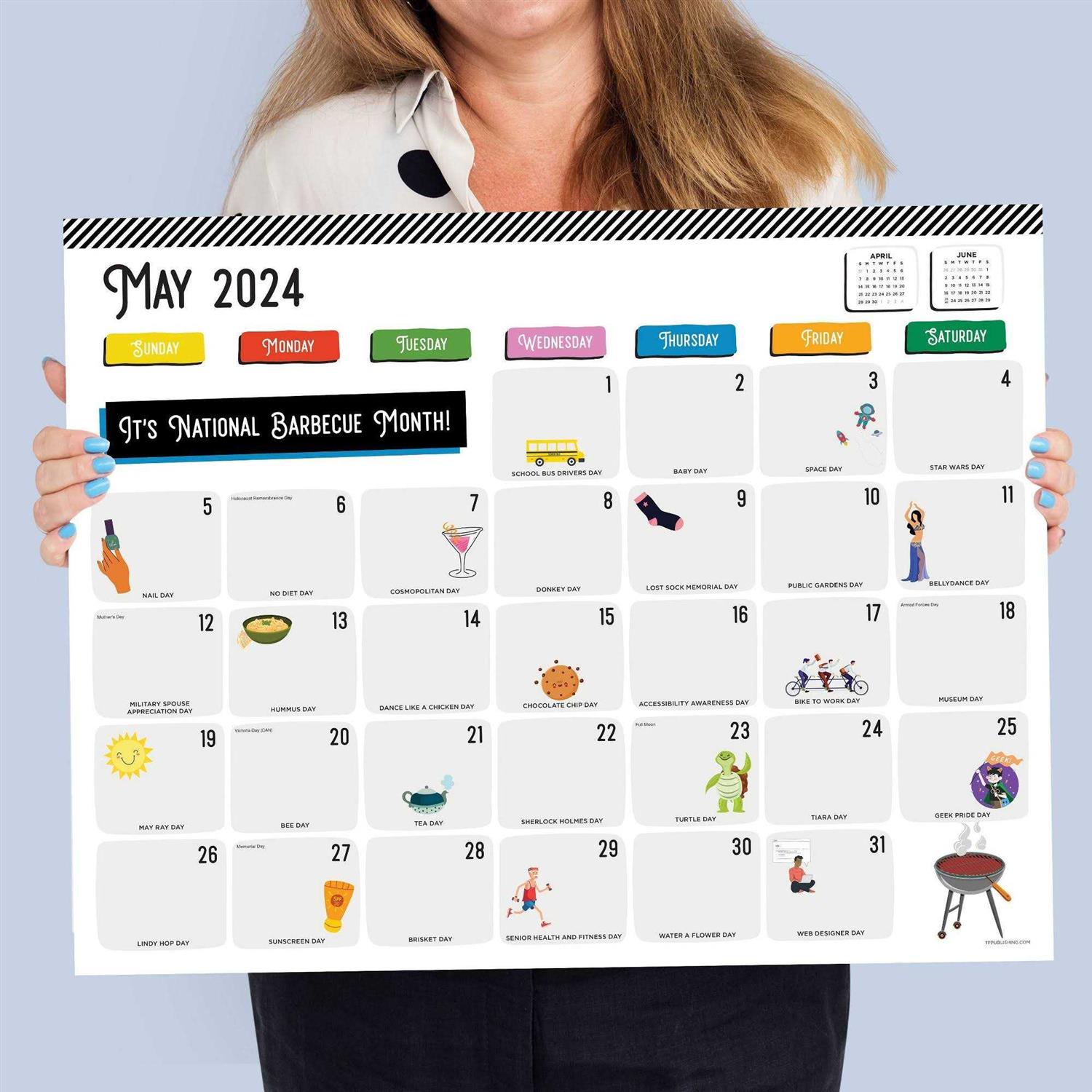 TF Publishing 2024 Every Day’s A Holiday Large Desk Pad Monthly Blotter Calendar