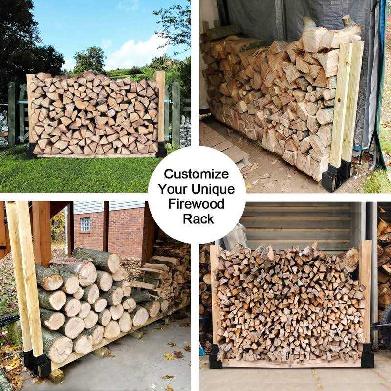 SnugNiture Outdoor Firewood Log Storage Rack Bracket Kit Adjustable Log Rack Holder