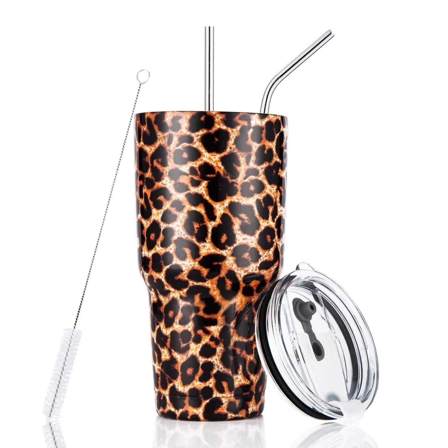 30oz Tumbler Stainless Steel Double Wall Vacuum Insulated Mug with Straw and Lid, Cleaning Brush for Cold and Hot Beverages