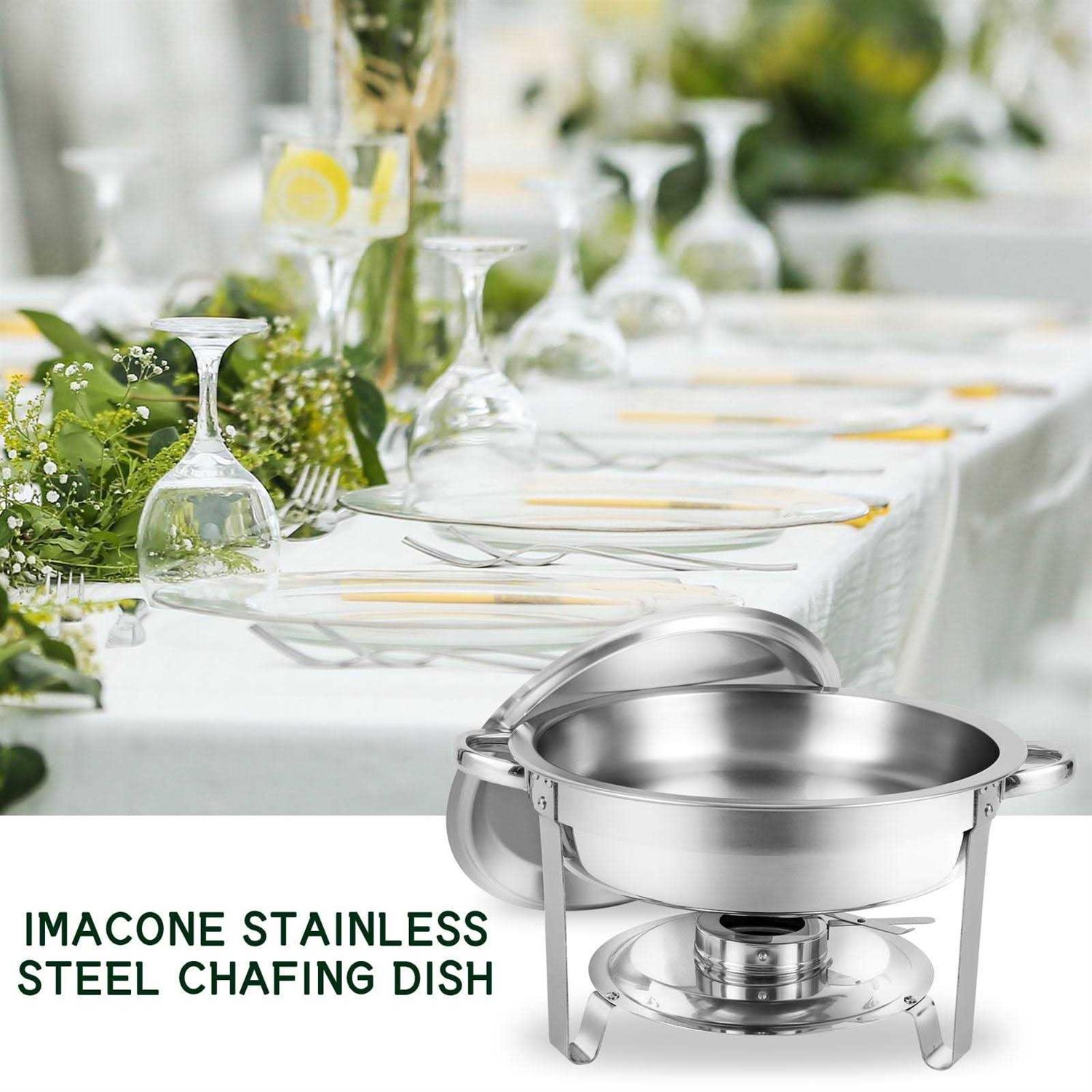 Imacone Chafing Dish Buffet Set 5Qt Stainless Steel Round Catering Warmer Set