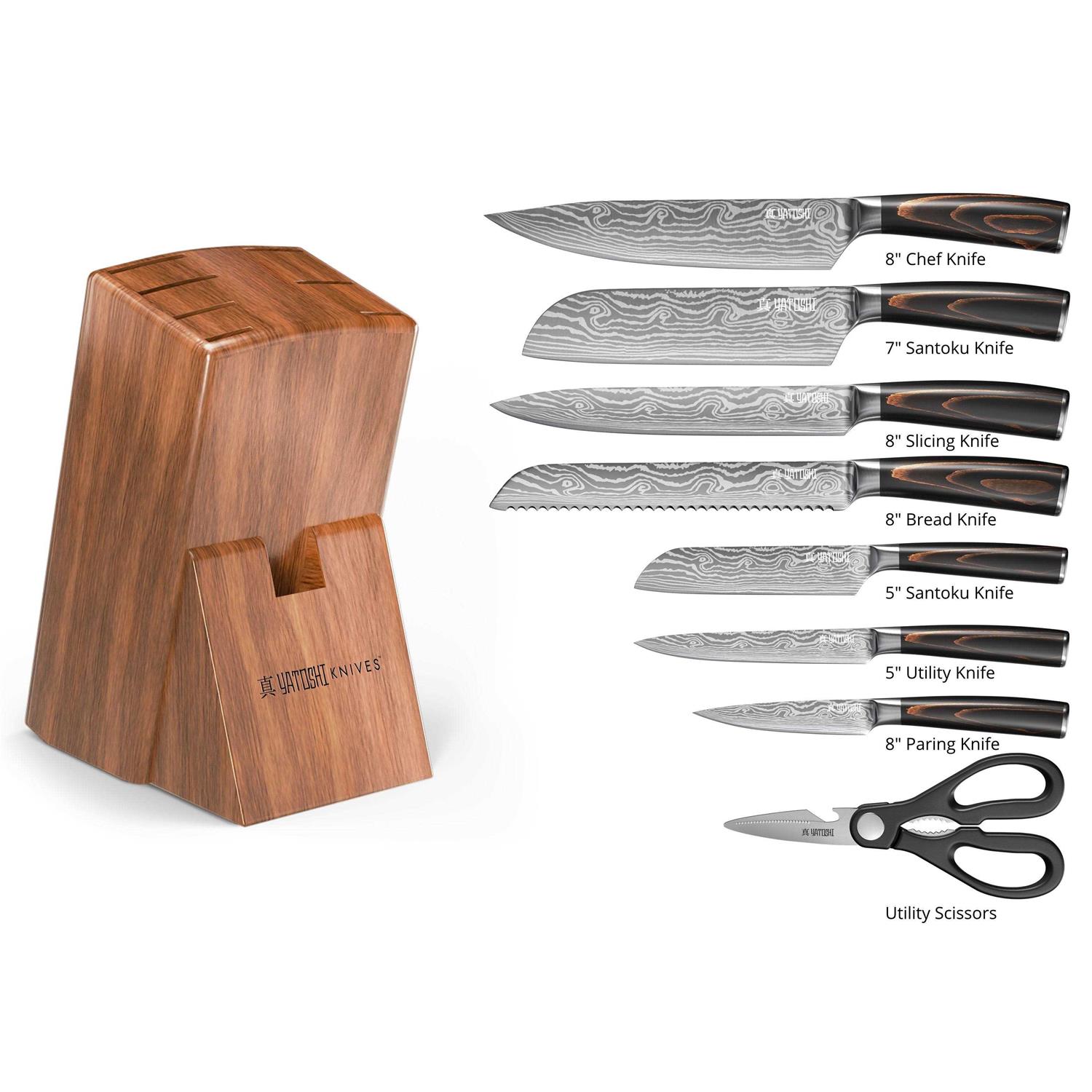 Yatoshi Knives Knives Yatoshi Knife Block Set Pro Kitchen Knife Set Ultra Sharp High Carbon Stainless Steel Number of Pieces