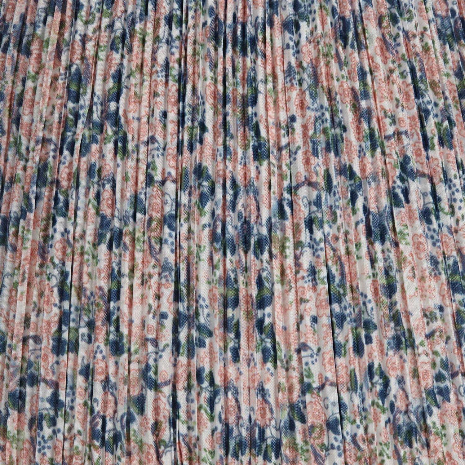 Springcrest Collection Hardback Shirred Empire Lamp Shade Pink Blue Floral Medium 8 Top x 13 Bottom x 11 Slant Spider with Harp and Finial Fitting