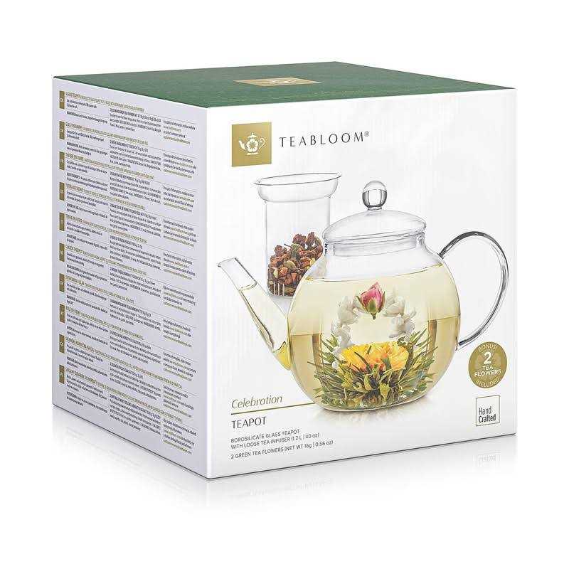 Teabloom Stovetop & Glass Teapot with Removable Loose Tea Glass Infuser