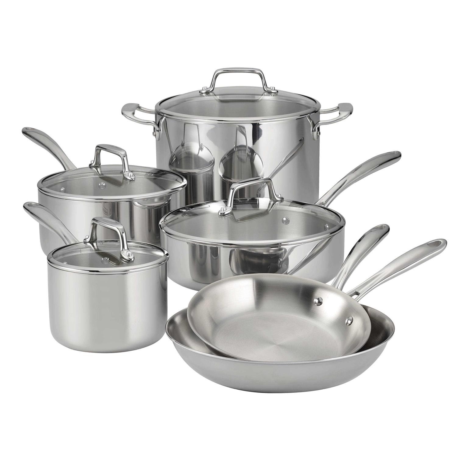 Tramontina 10-Piece Tri-Ply Clad Stainless Steel Cookware Set