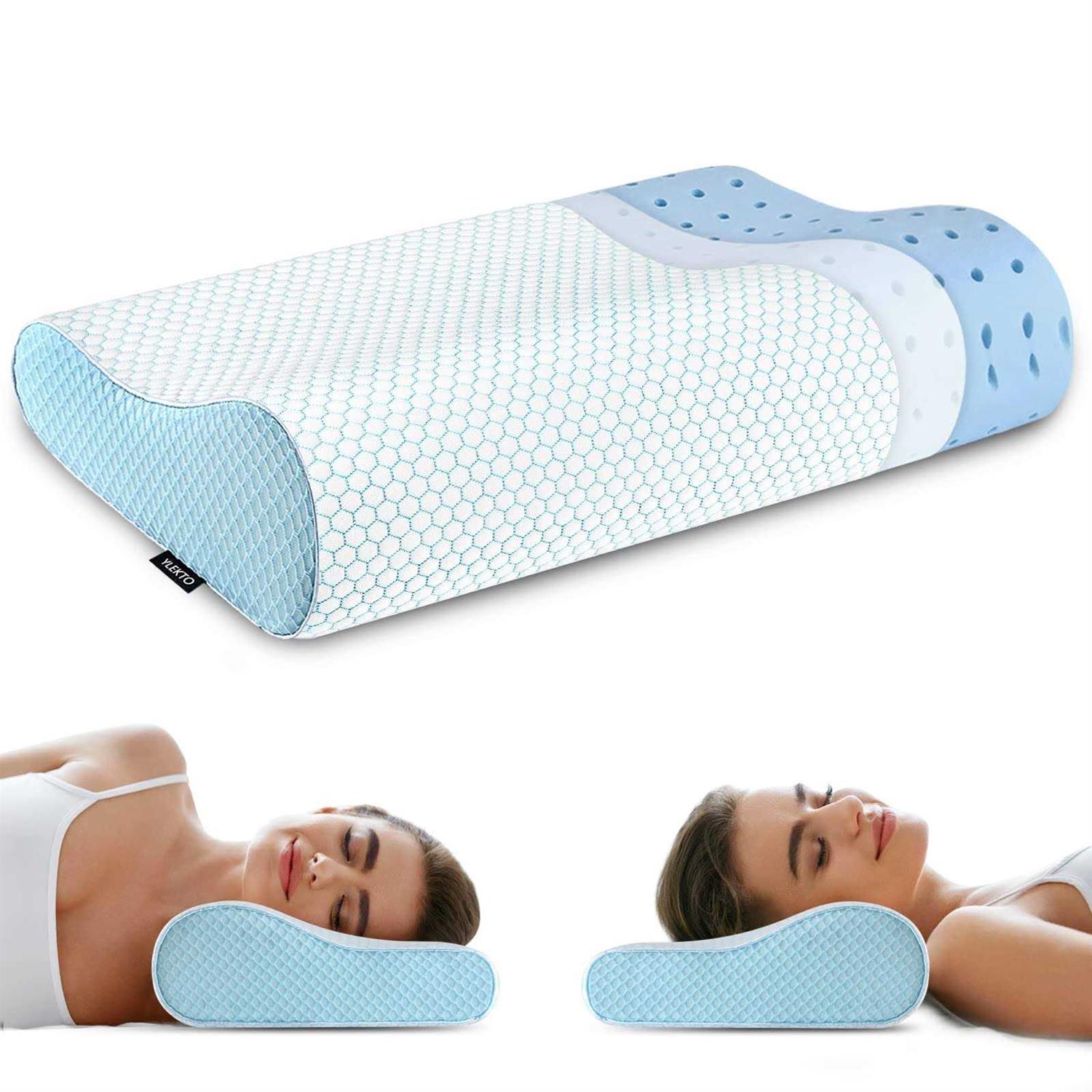 Ylekto Memory Foam Pillows Neck Pillow Bed Pillow for Sleeping Ergonomic Cervical Pillow Orthopedic Contour Pillow for Side Back Stomach Sleeper