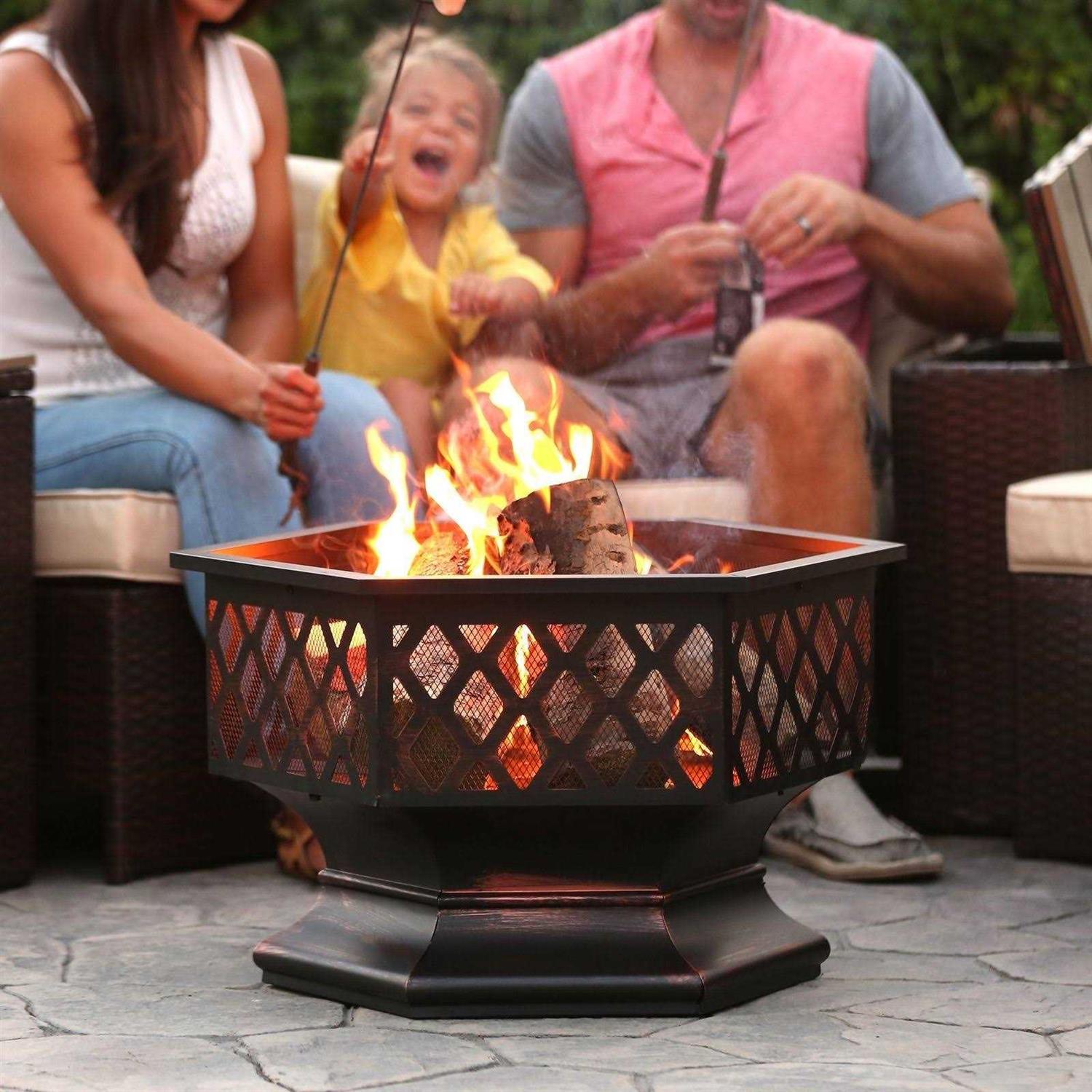 Best Choice Products 24in Hex-Shaped Steel Fire Pit for Garden
