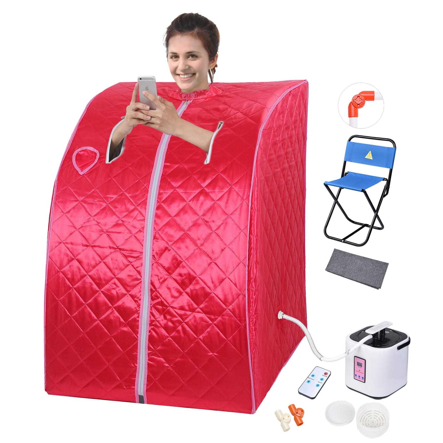 Yescom AplusBuy Portable Steam Sauna Tent Spa Detox Weight Loss w/ Large Chair Slimming Home Red 2L