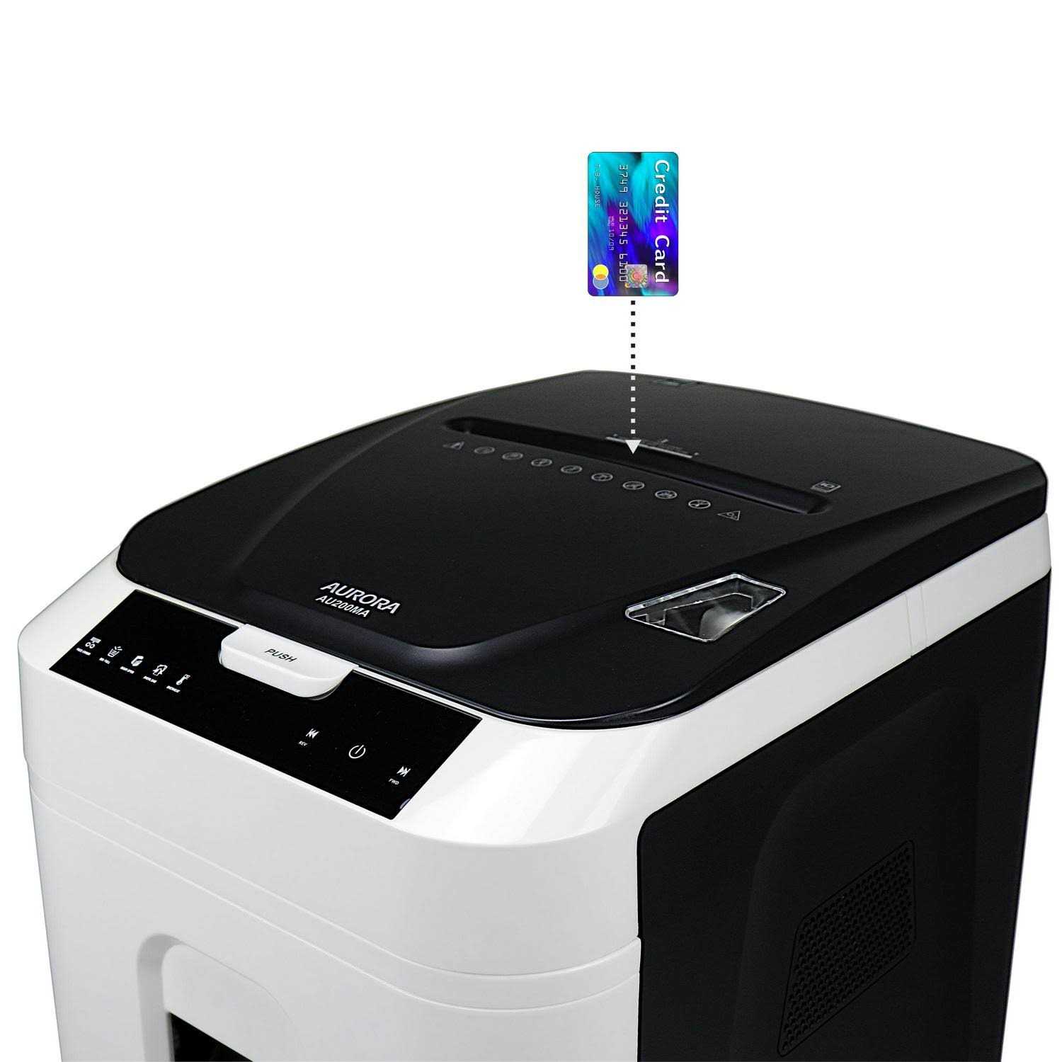 Aurora Commercial Grade 200-Sheet Auto Feed High Security Micro-Cut Paper Shredder 60 Minutes Security Level P-5