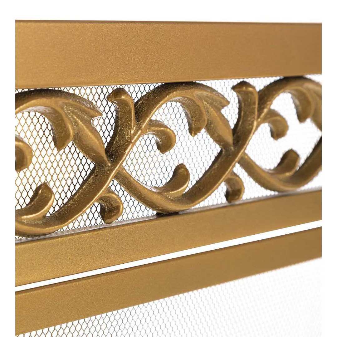 Plow & Hearth Small Cast Iron Scrollwork Fireplace Fire Screen with Doors