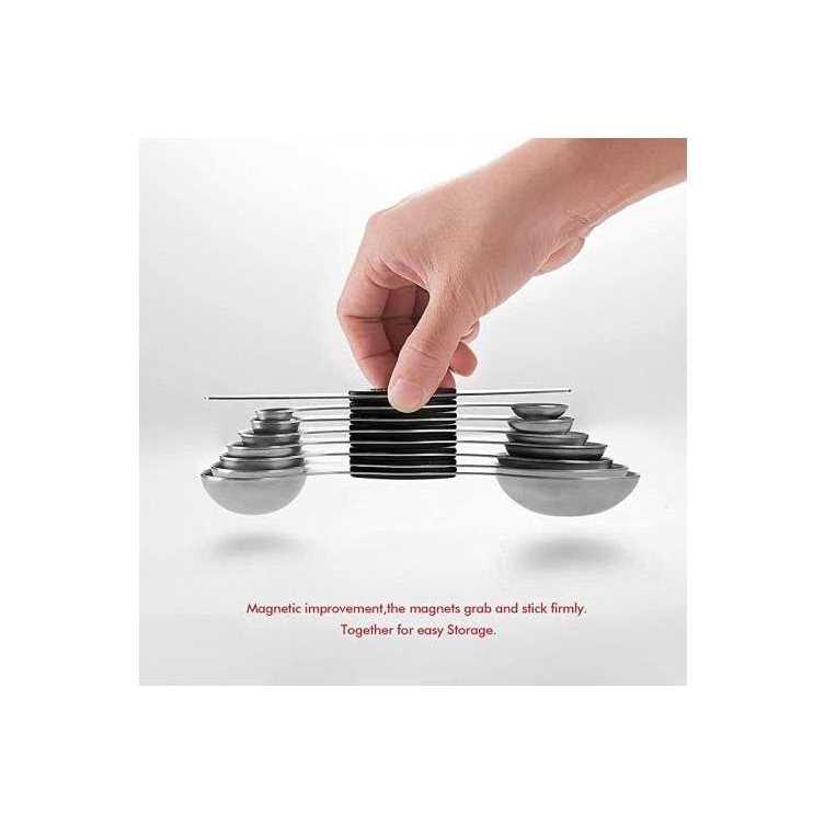 EDELIN Measuring Cups and Magnetic Measuring Spoons Set, Stainless Steel 5 Cups and 7 Spoons