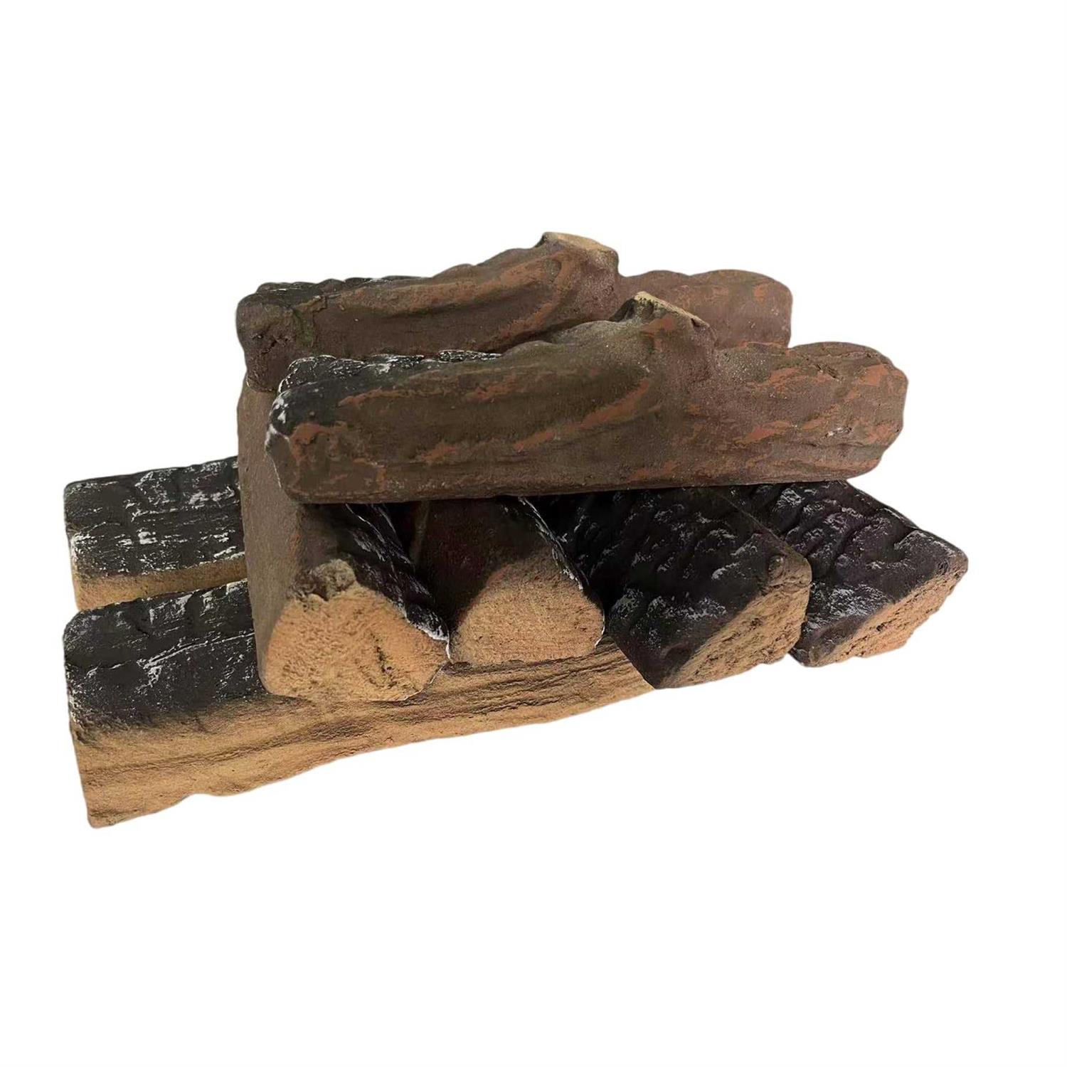 8pcs Gas Fireplace Logs Set of Ceramic Wood Logs. Use in Indoor, Gas Inserts, Vented, Electric, or Outdoor Fireplaces & Fire Pits