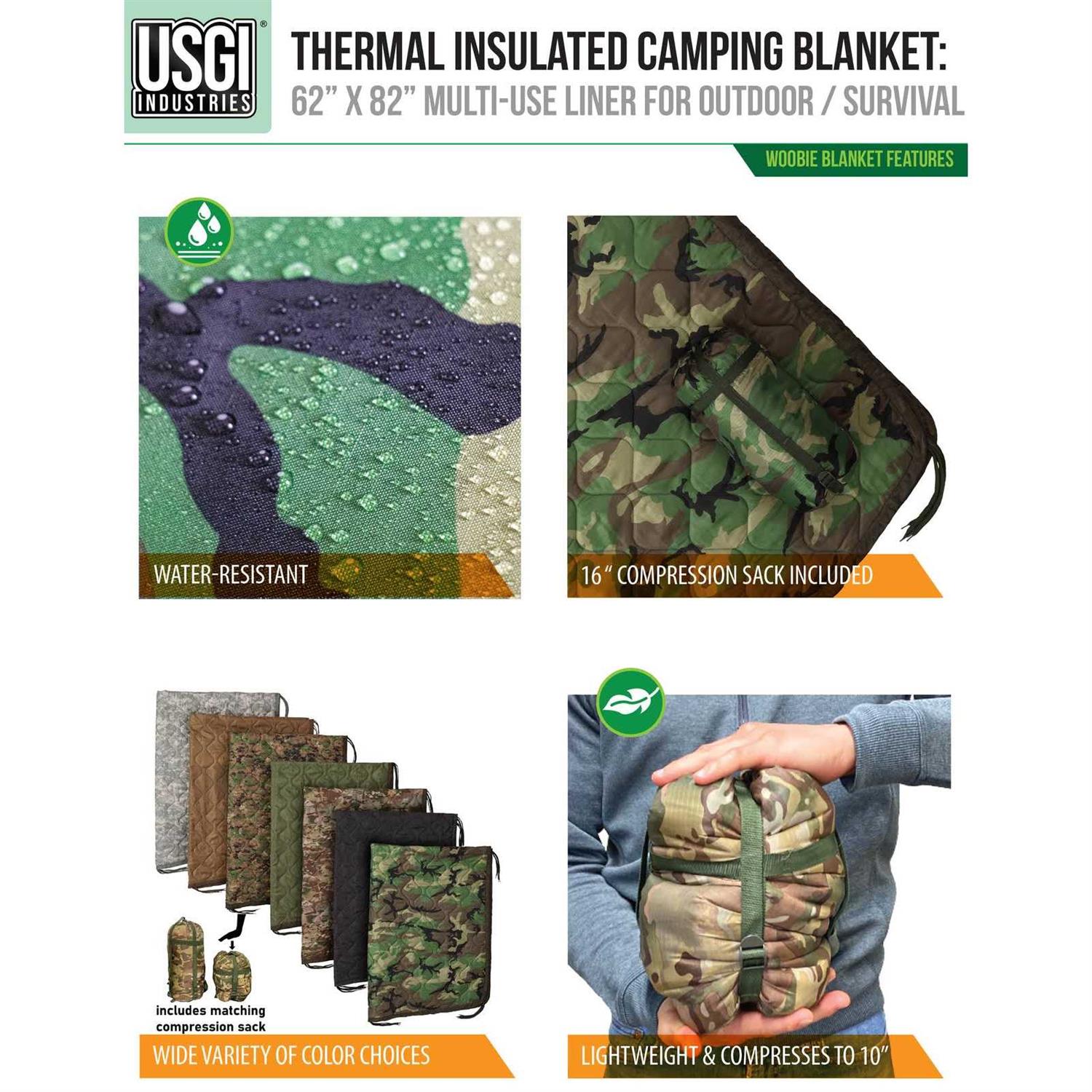 Usgi Industries Military Woobie Blanket Thermal Insulated Camping Blanket