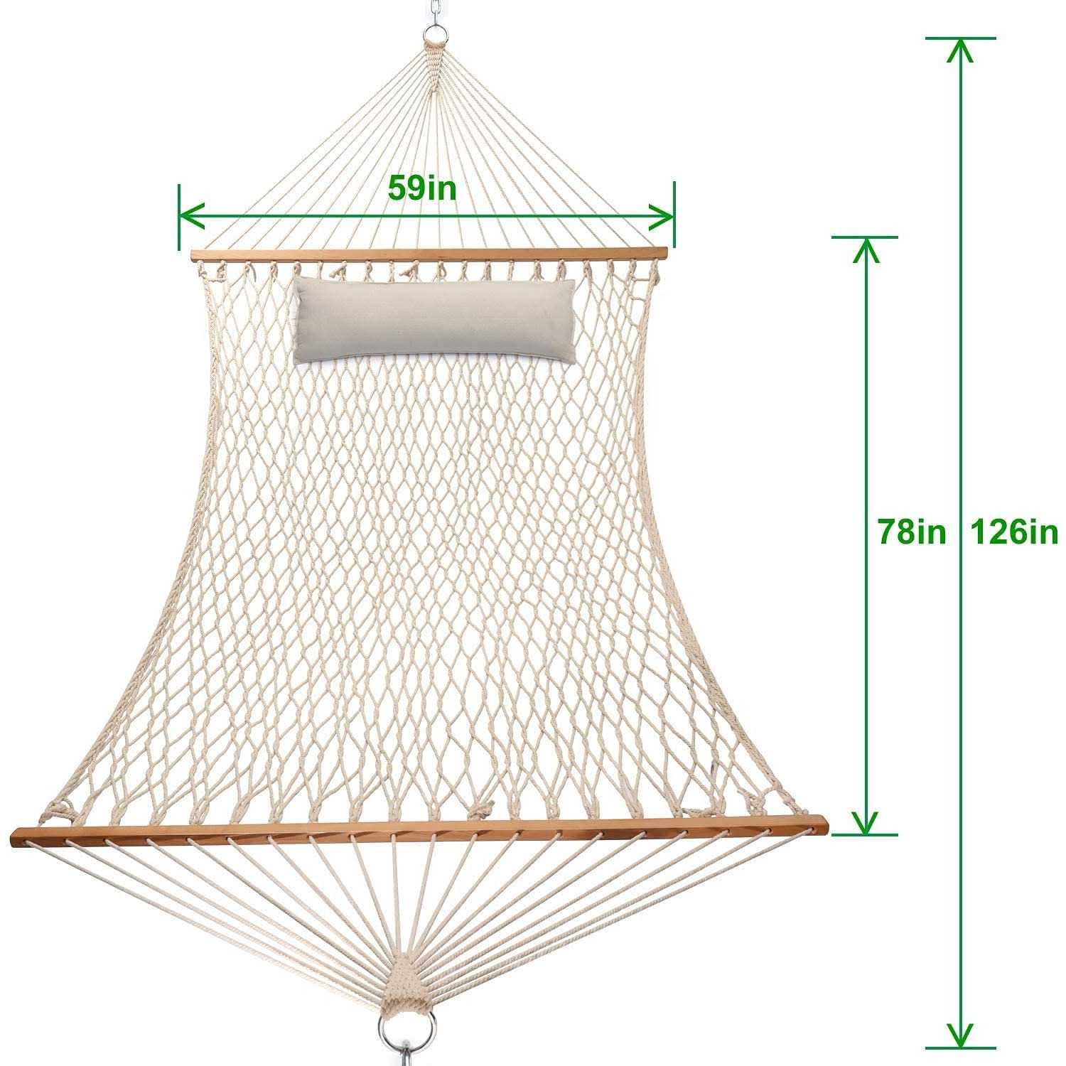 Y- STOP Hammocks, Traditional Cotton Rope Hammock with Chains and Hooks for Outdoor