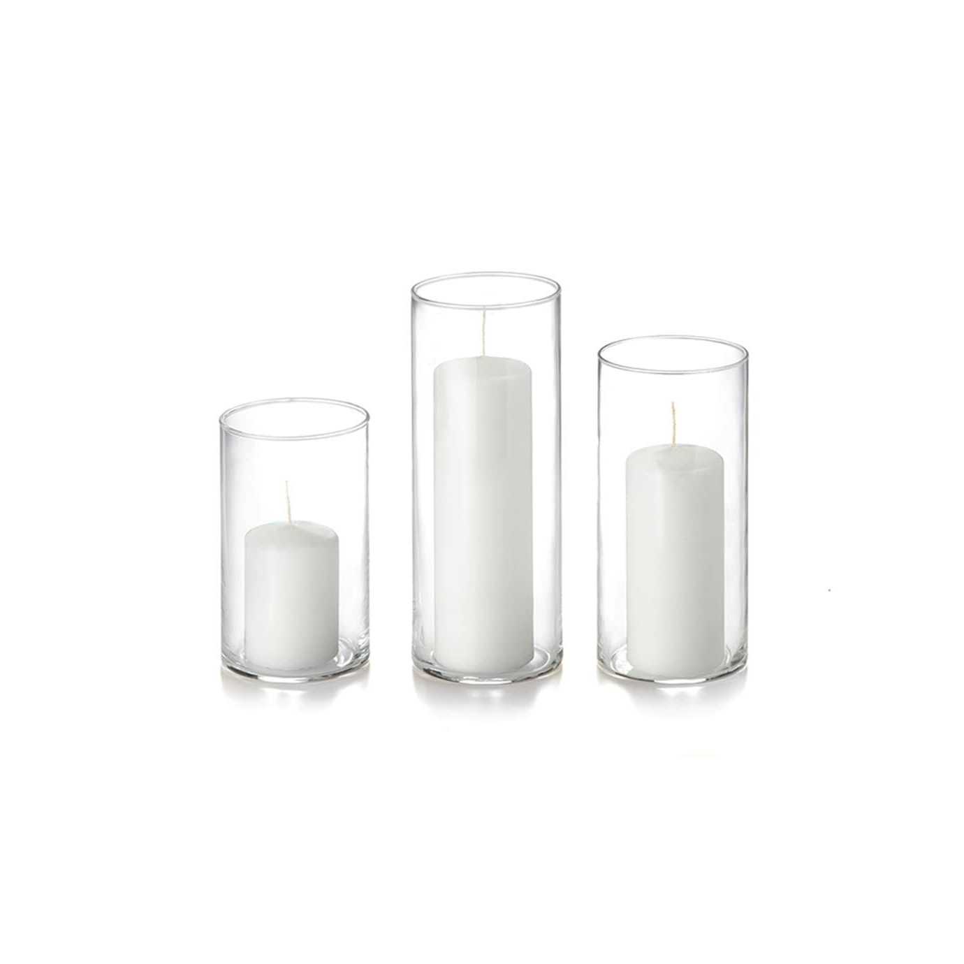Yummi Candles set slim pillar candles and cylinder vases