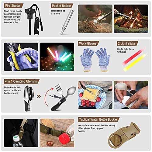 238Pcs Emergency Survival Kit and First Aid Kit, Professional Survival Gear Tool with Tactical Molle Pouch and Emergency Tent for Earthquake