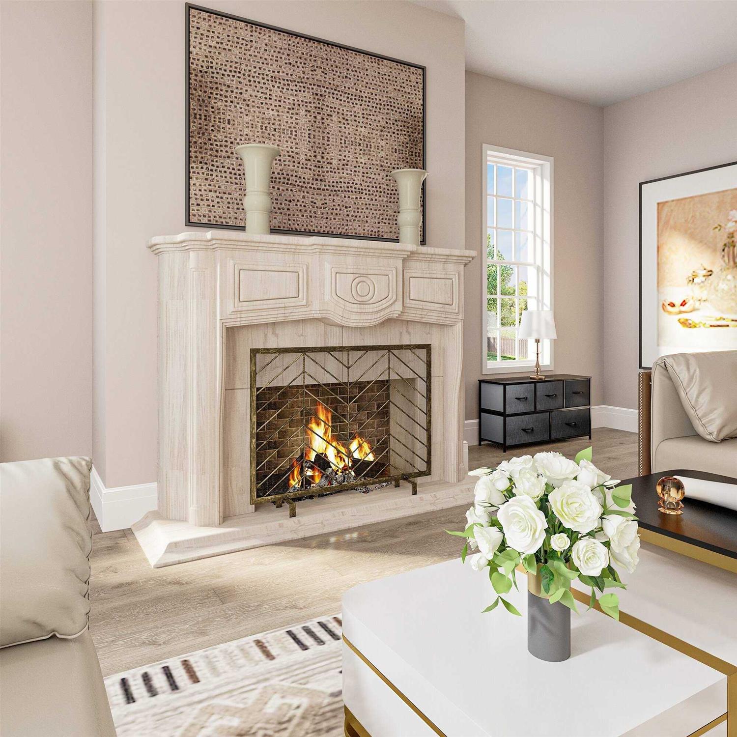 Modern Solid Wrought Iron Fireplace screen