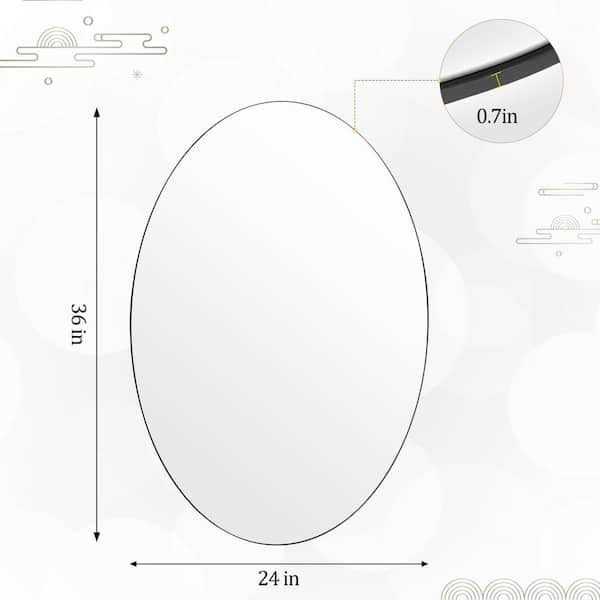 XRAMFY Oval Black Classic Aluminum Alloy Framed Wall Mirror
