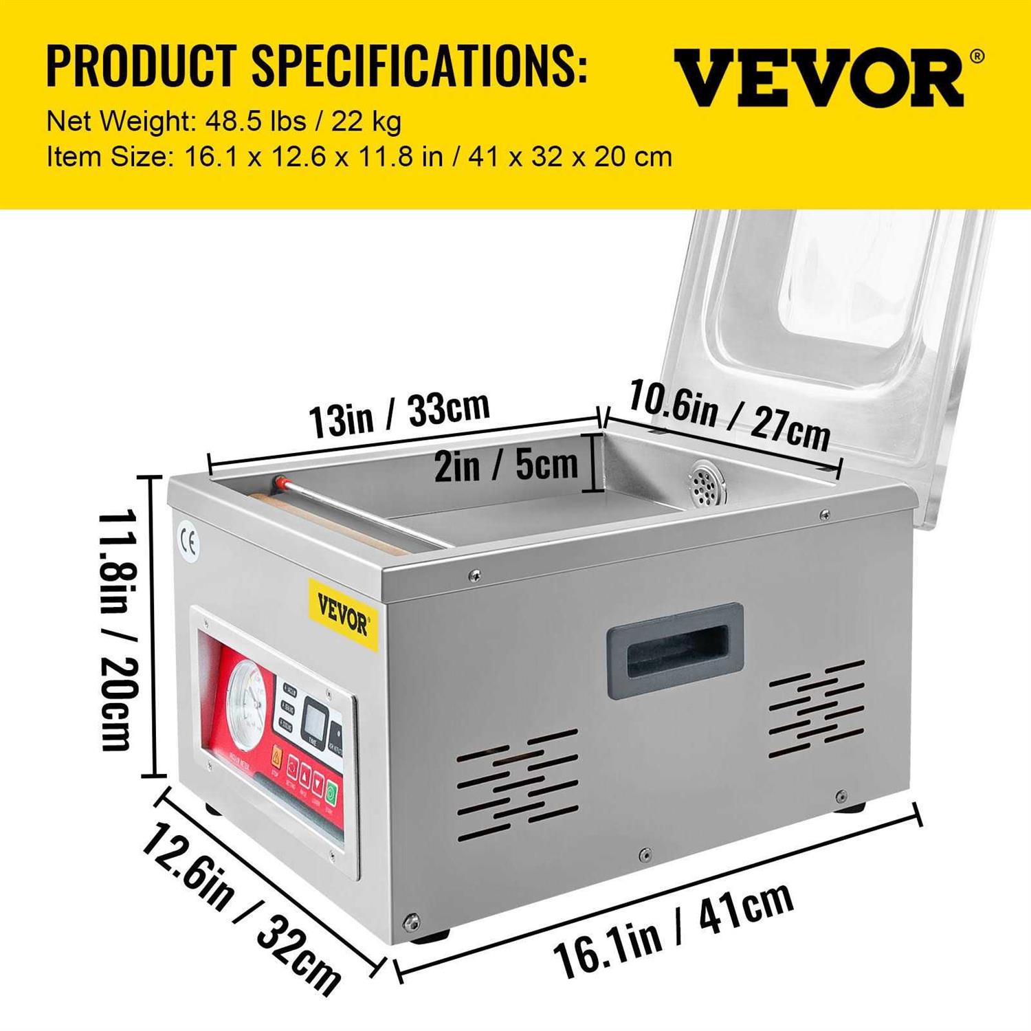 VEVOR Chamber Vacuum Sealer DZ-260A 6.5 m³/h Pump Rate