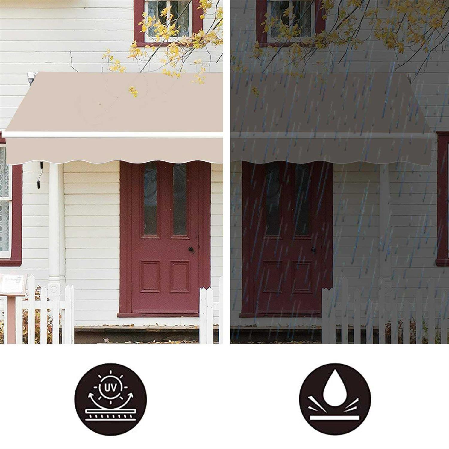 VUYUYU Patio Awning Retractable Awning Cover Sunshade Shelter Outdoor Canopy with Crank Handle and Water-Resistant Polyester for Courtyard