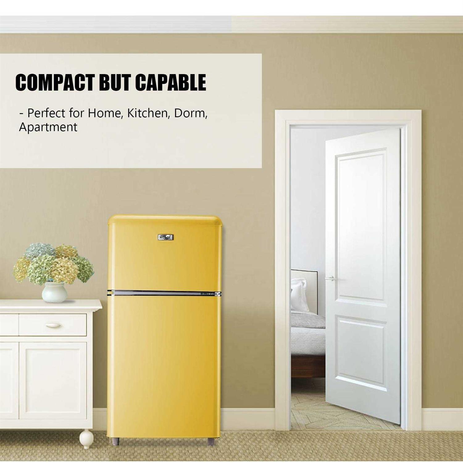 Wanai Compact Refrigerator 3.2 Cu.Ft Retro Fridge with Freezer 2 Door Mini Refrigerator