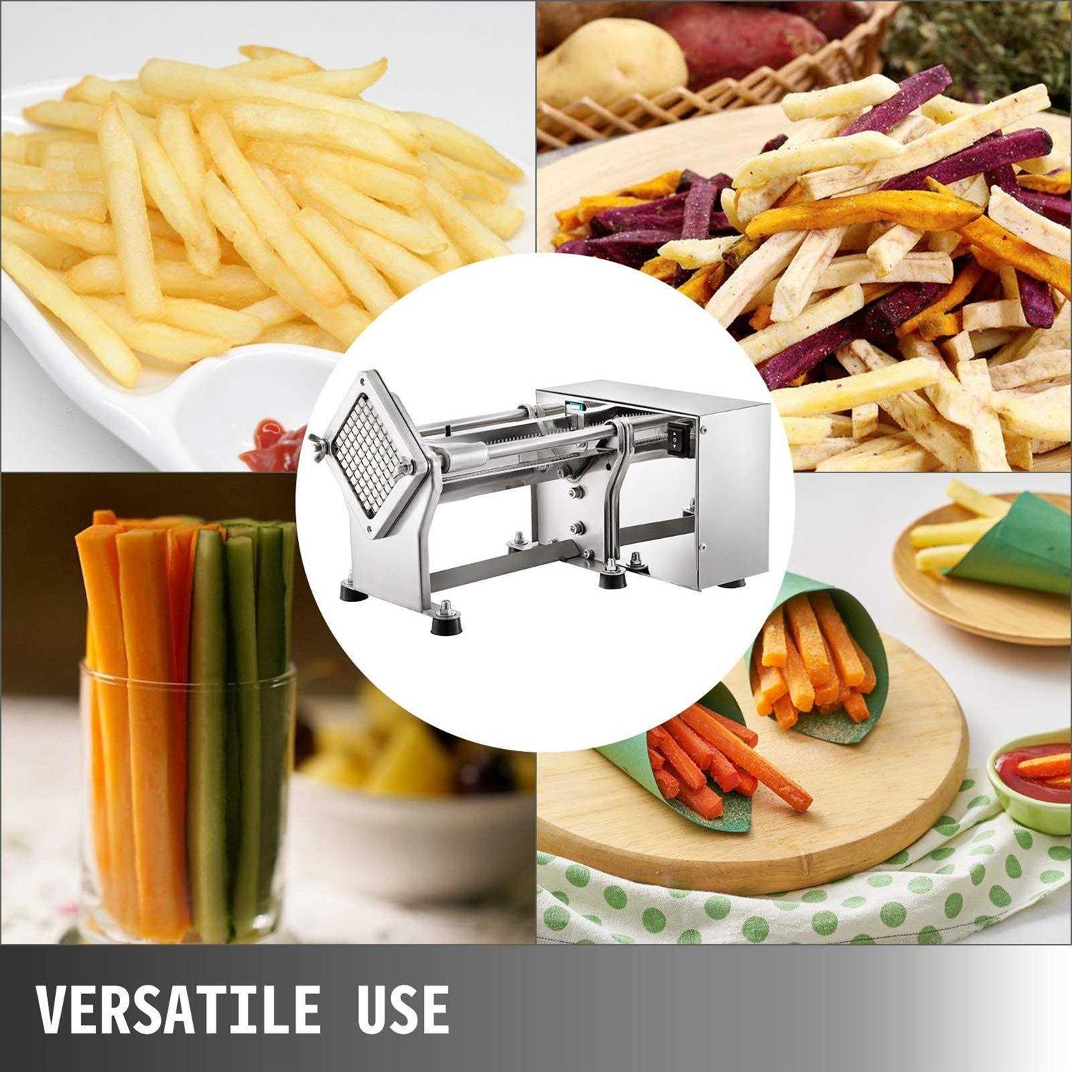VEVOR Electric French Fry Cutter with 6mm 9mm 13mm and 8-Wedge Blade Potato Chip Cutter Machine 110V 40W Stainless Steel Electric Potato Cutter DDQTJWSP3DP000001V1